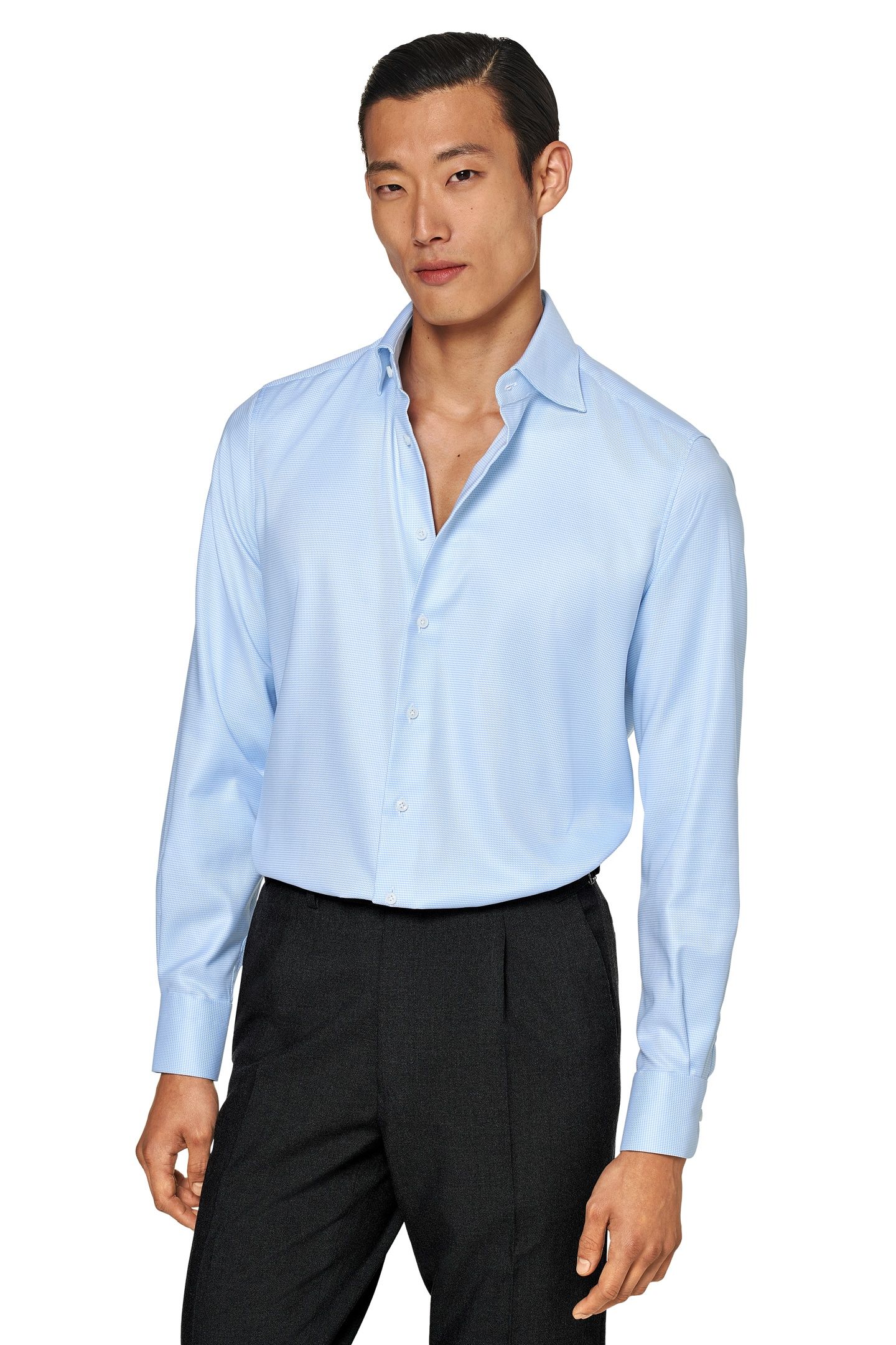 TRAVELLER L.BLUE HOUNDSTOOTH FORMAL SHIRTS LIGHT BLUE 2