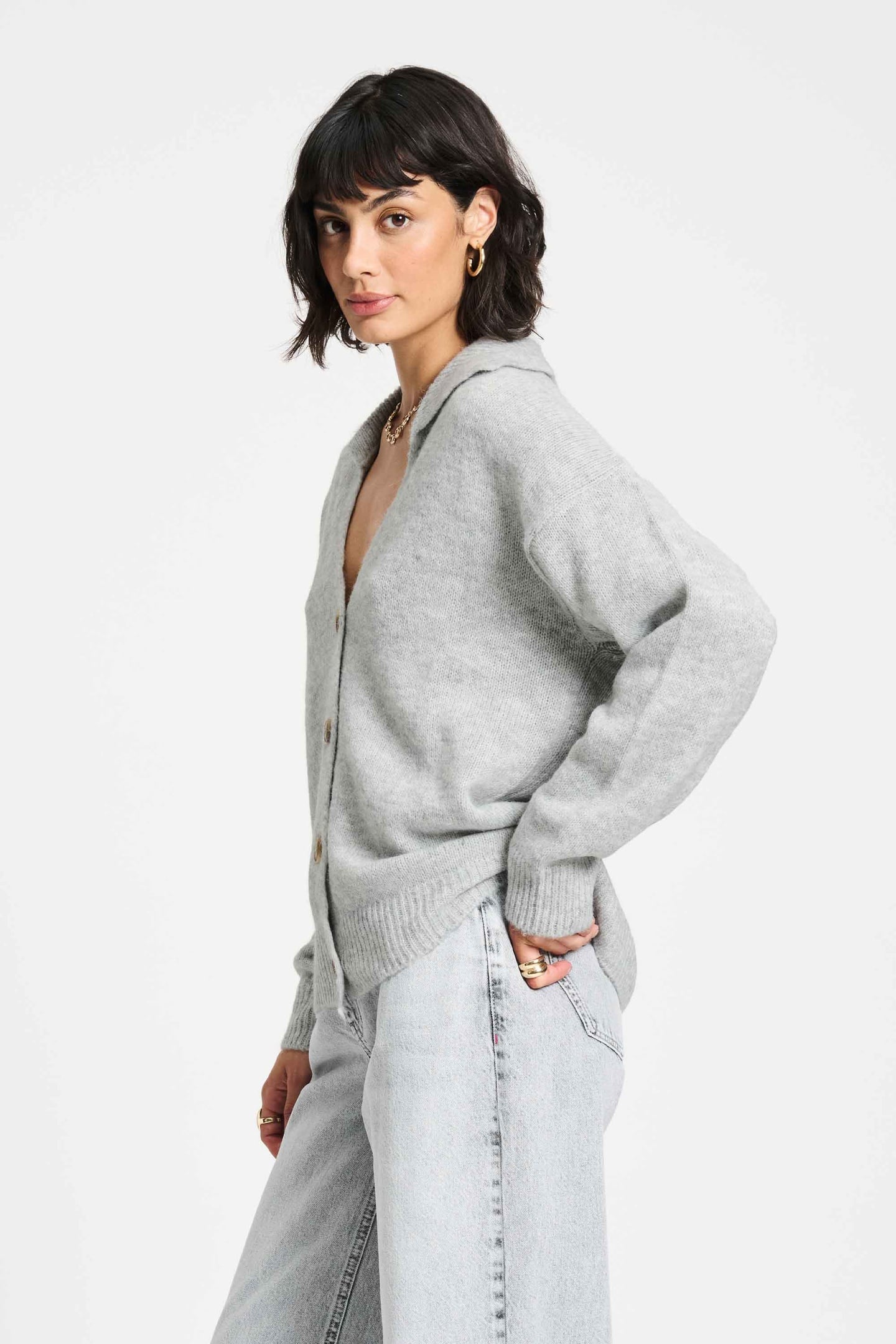 CARDIGAN - GREY MELANGE 1