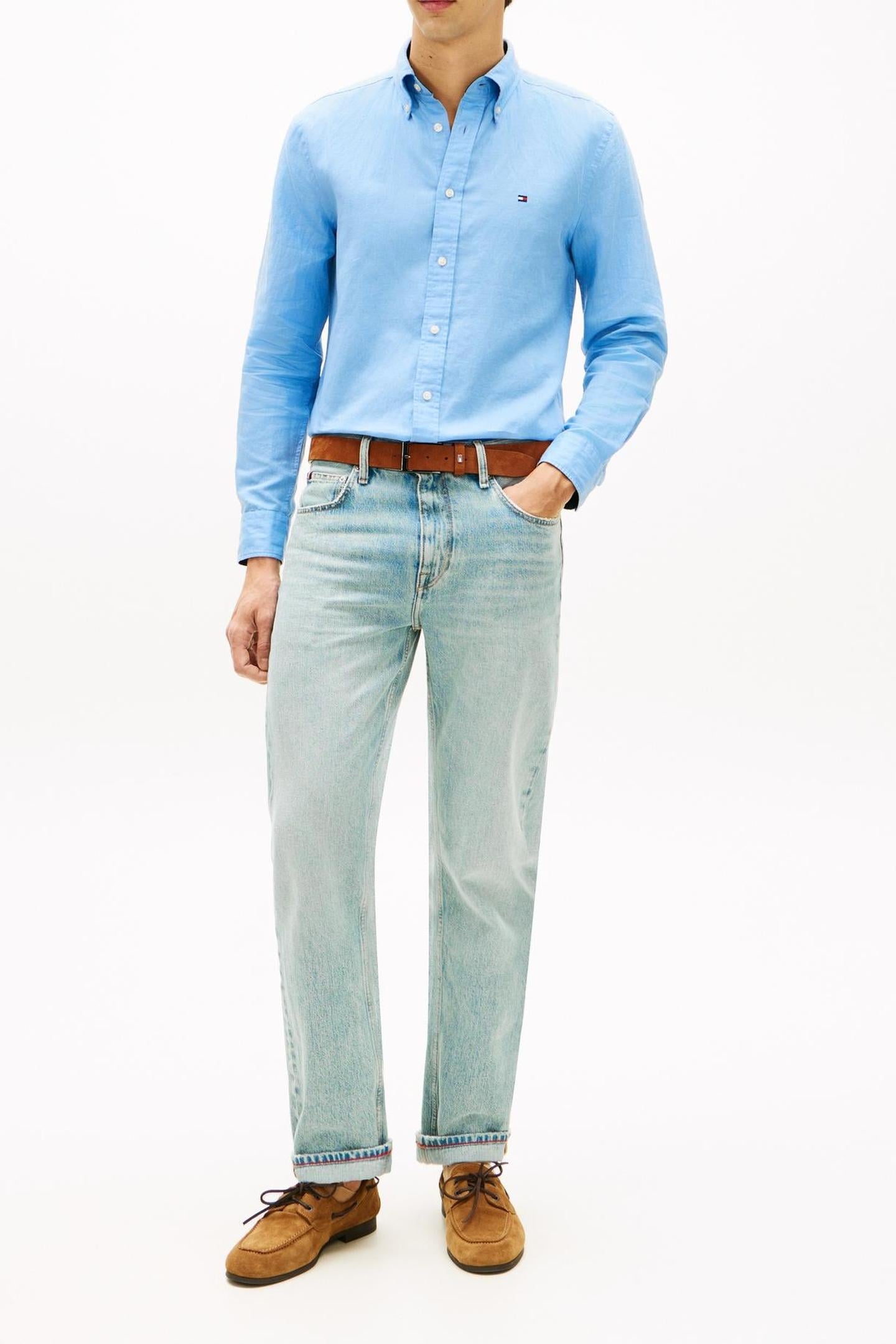 LINEN BLEND SOLID SHIRT CLOUDY BLUE 2