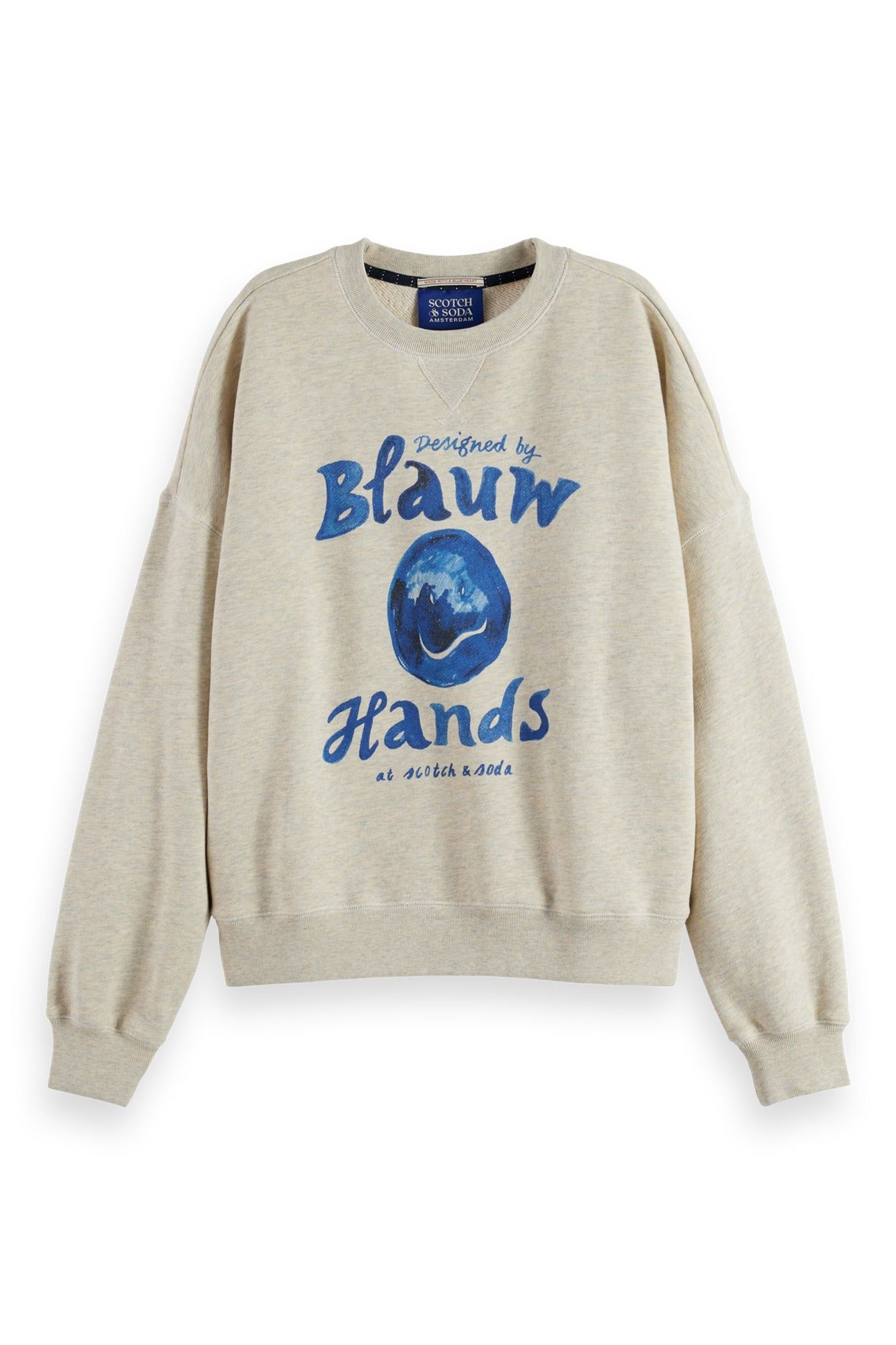 WASHED OVERSIZED FIT SWEATSHIRT WITH GRAPHIC ECRU MELANGE 4