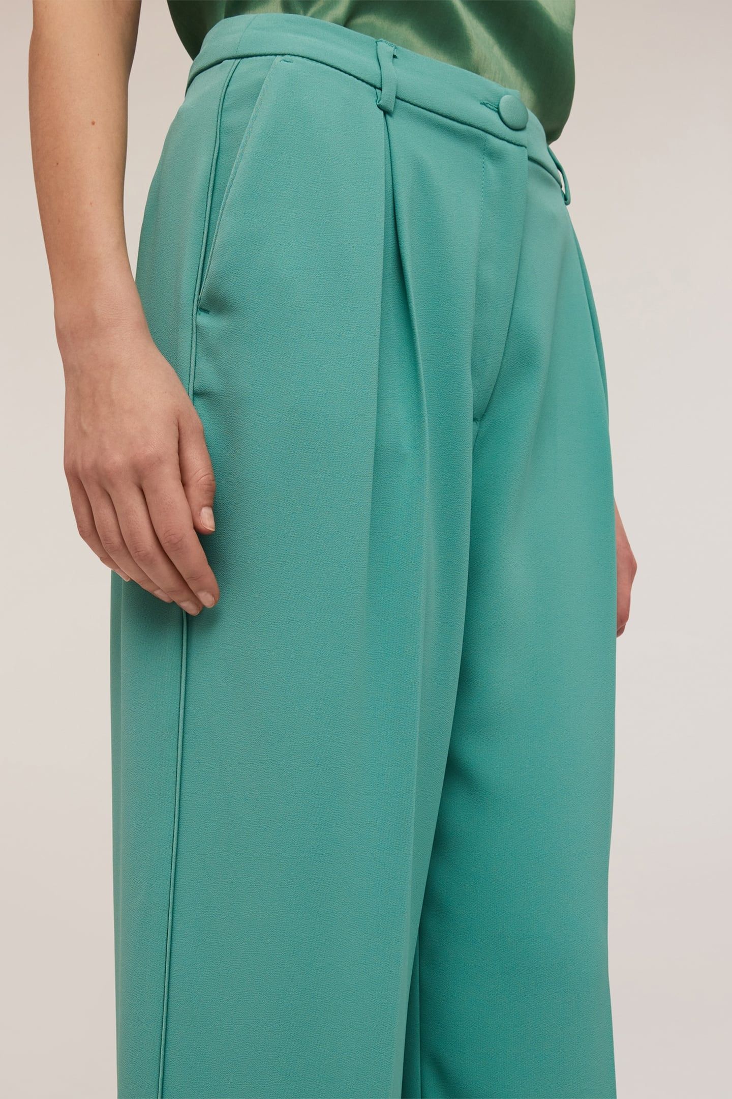 SATIN PALAZZO TROUSERS WITH SIDE PIPING AQUA GREEN 5