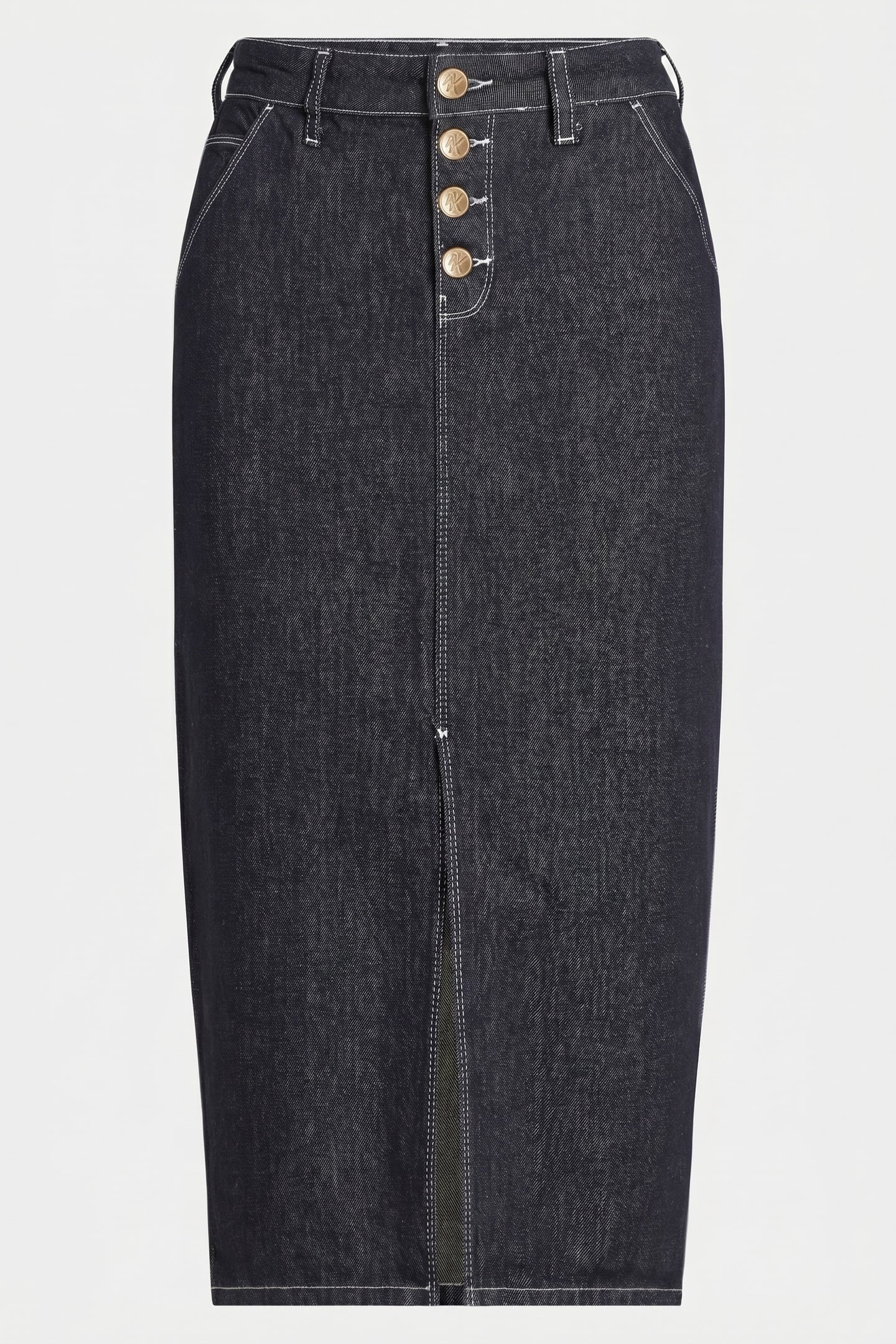 BUTTON DENIM SKIRT DARK BLUE DENIM 3