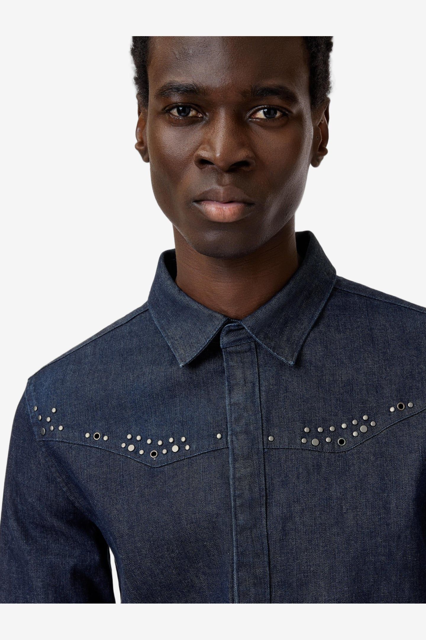 WESTERN FRONT YOKE SHIRTS WITH STUD DETA LAKE BLUE 3