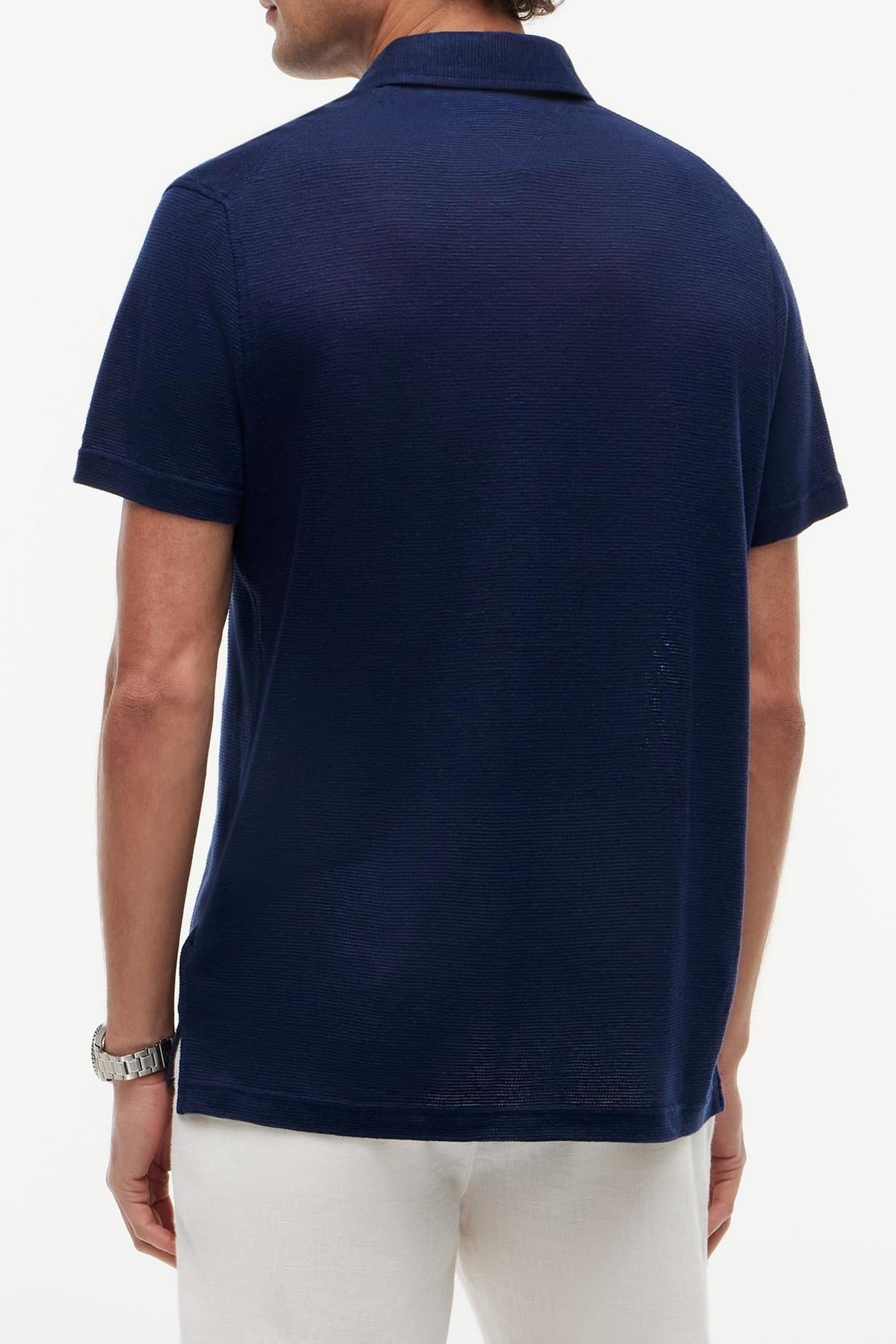 DC SPREAD COLLAR LINEN POLO NAVY IRIS 2