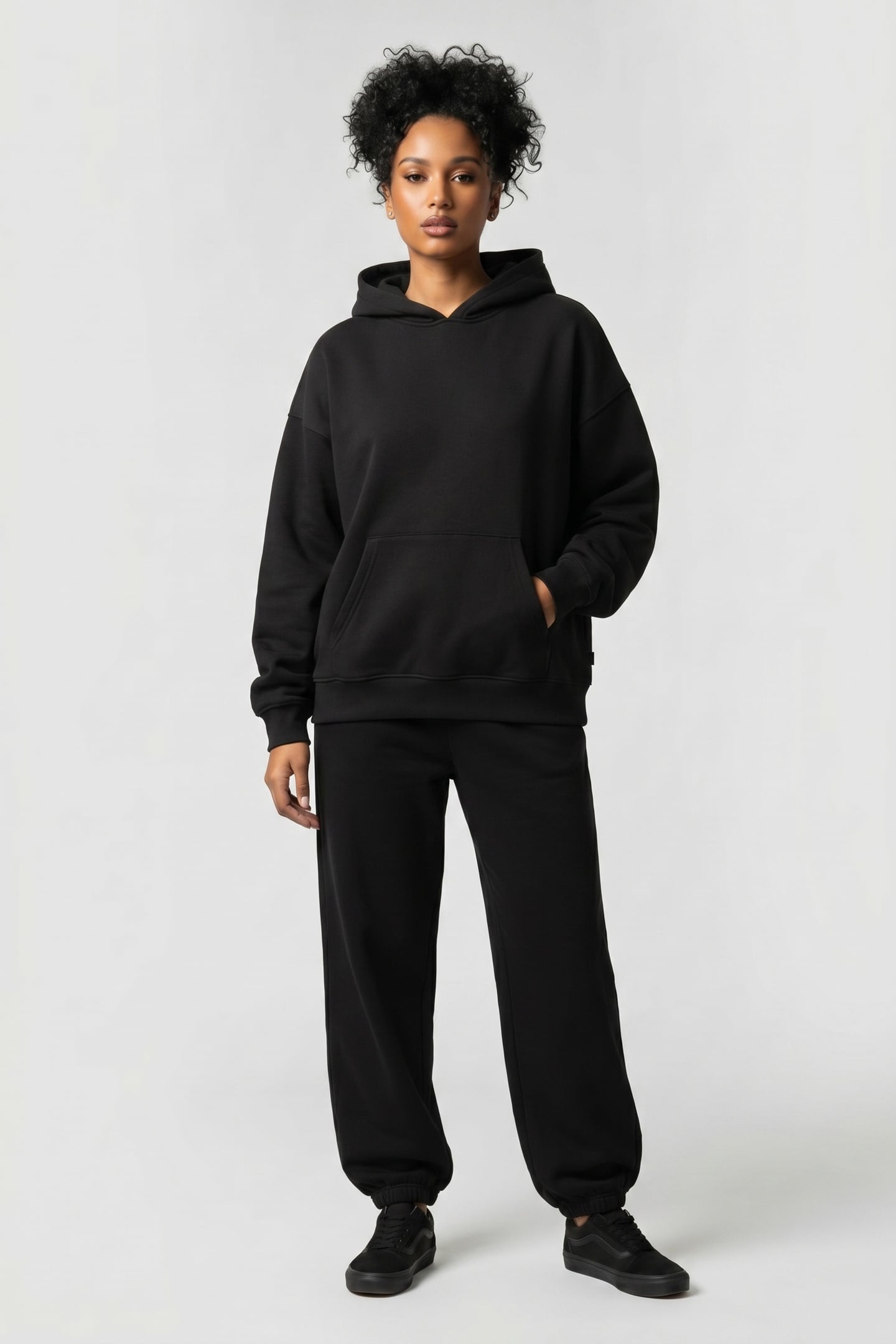 ELEVATED DOUBLE KNIT BLOUSANT HOODIE BLACK 1