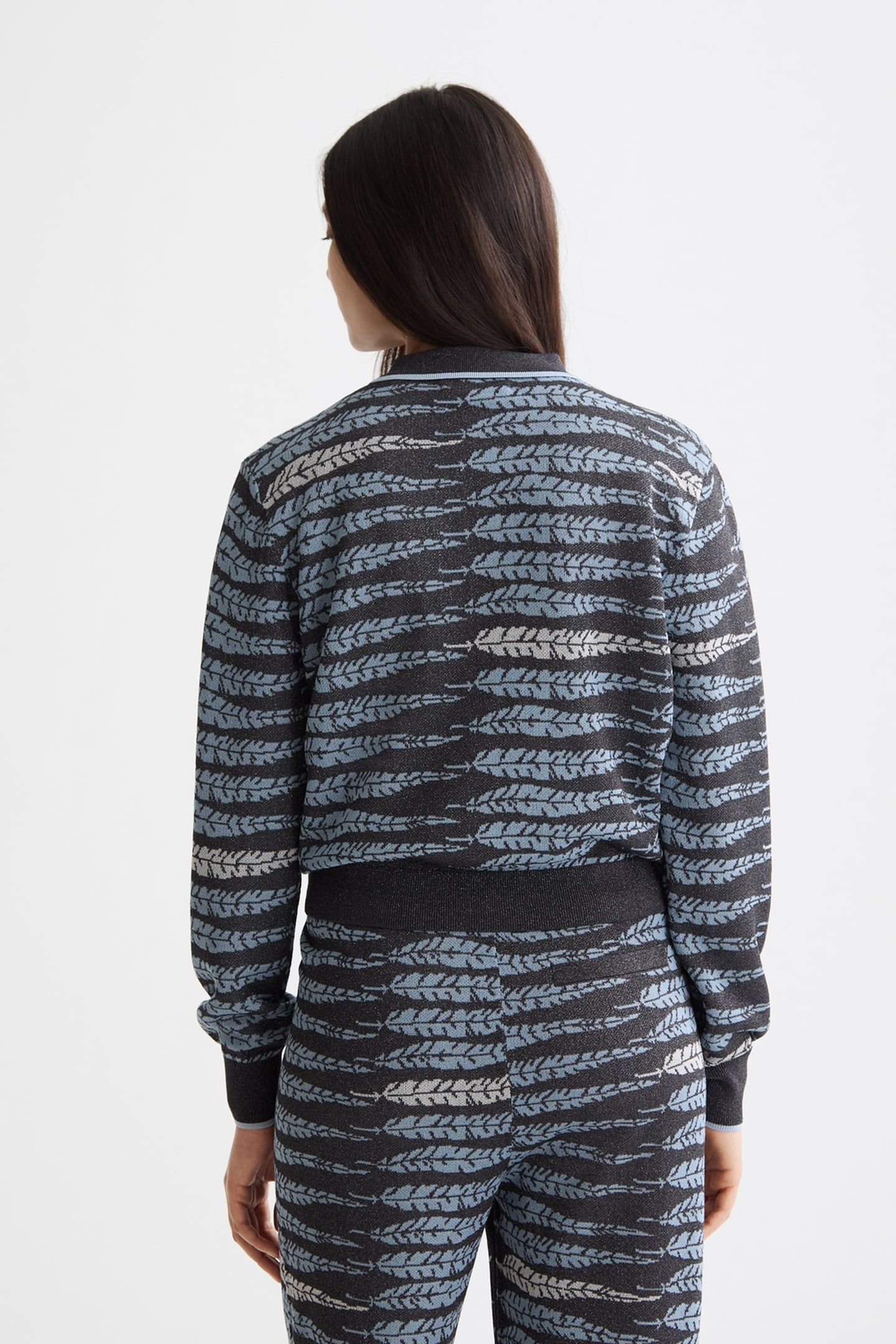 LUREX JACQUARD CARDIGAN CHARCOAL ART 3