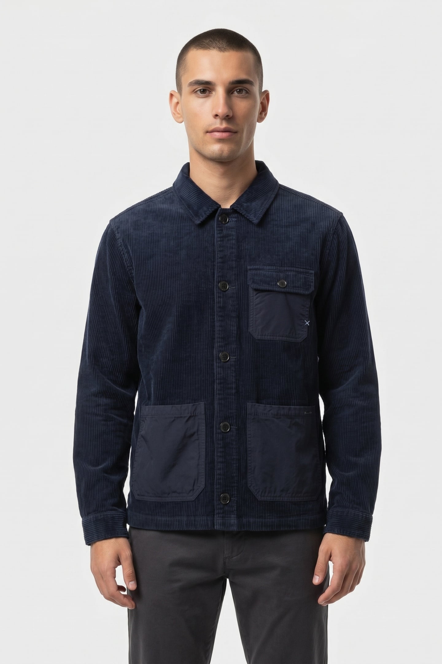 WASHED CORDUROY WORKER JACKET NAVY 1