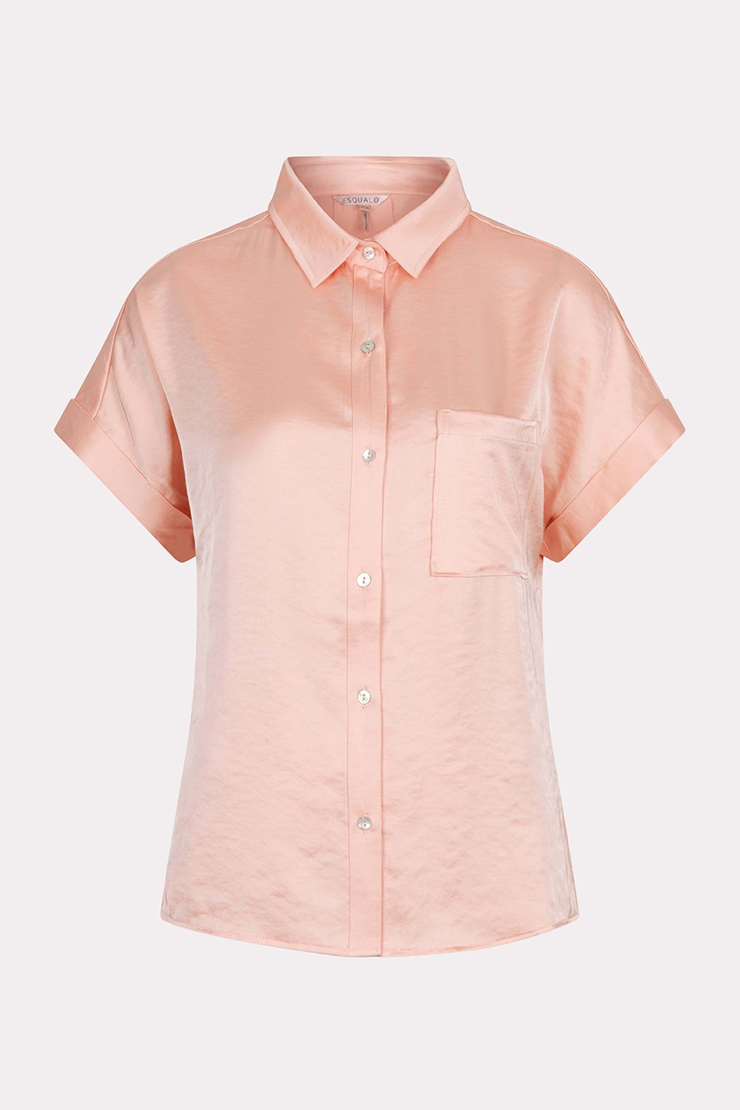 BLOUSE S/SLVE POCKET SATIN LOOK LIGHT APRICOT 5