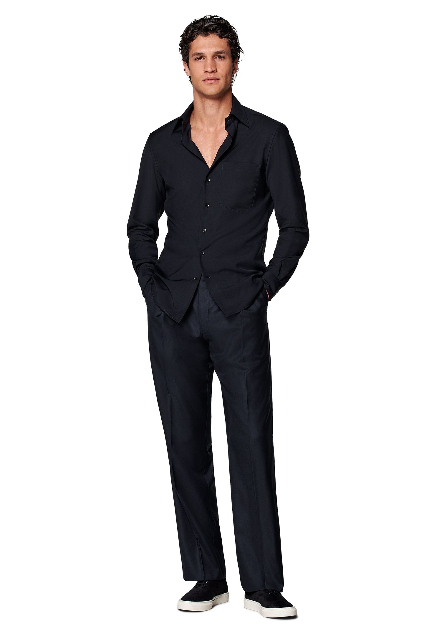 WASHABLE WOOL CASUAL SHIRTS NAVY 1
