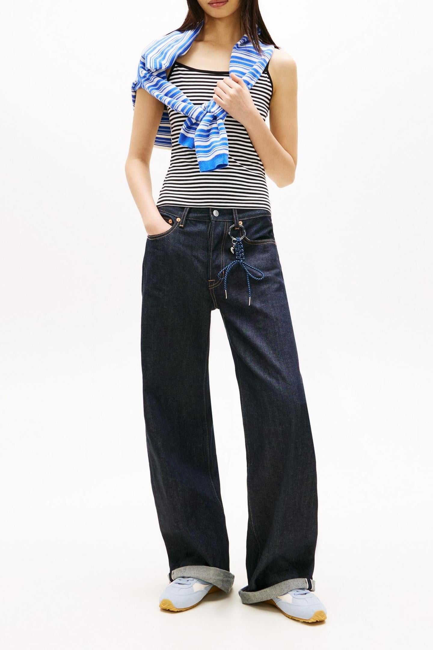 TJW ESSENTIAL STRAP T-SHIRT BLACK/ECRU STRIPE 2
