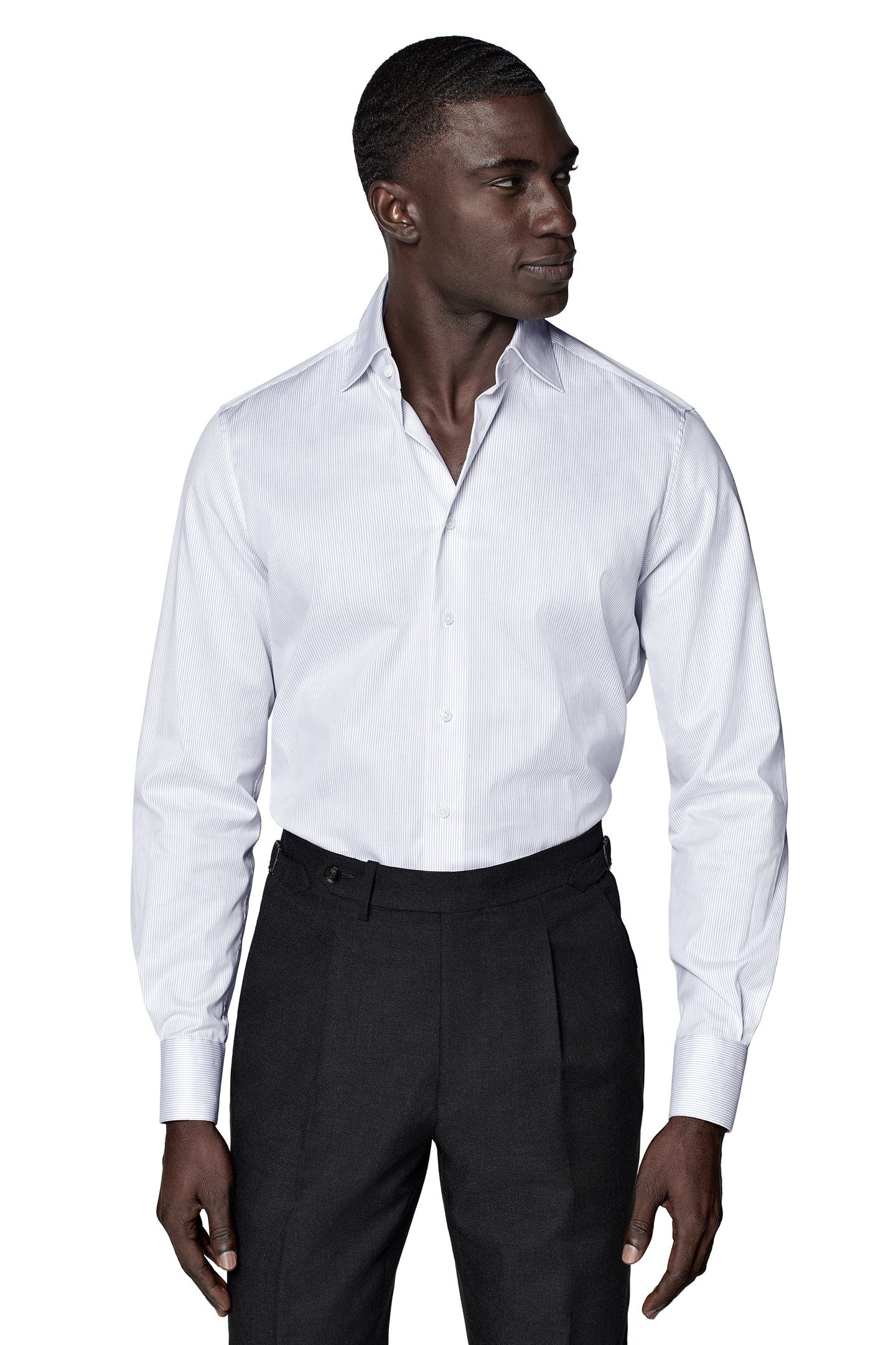 TRAVELLER PINSTRIPE FORMAL SHIRTS WHITE 2