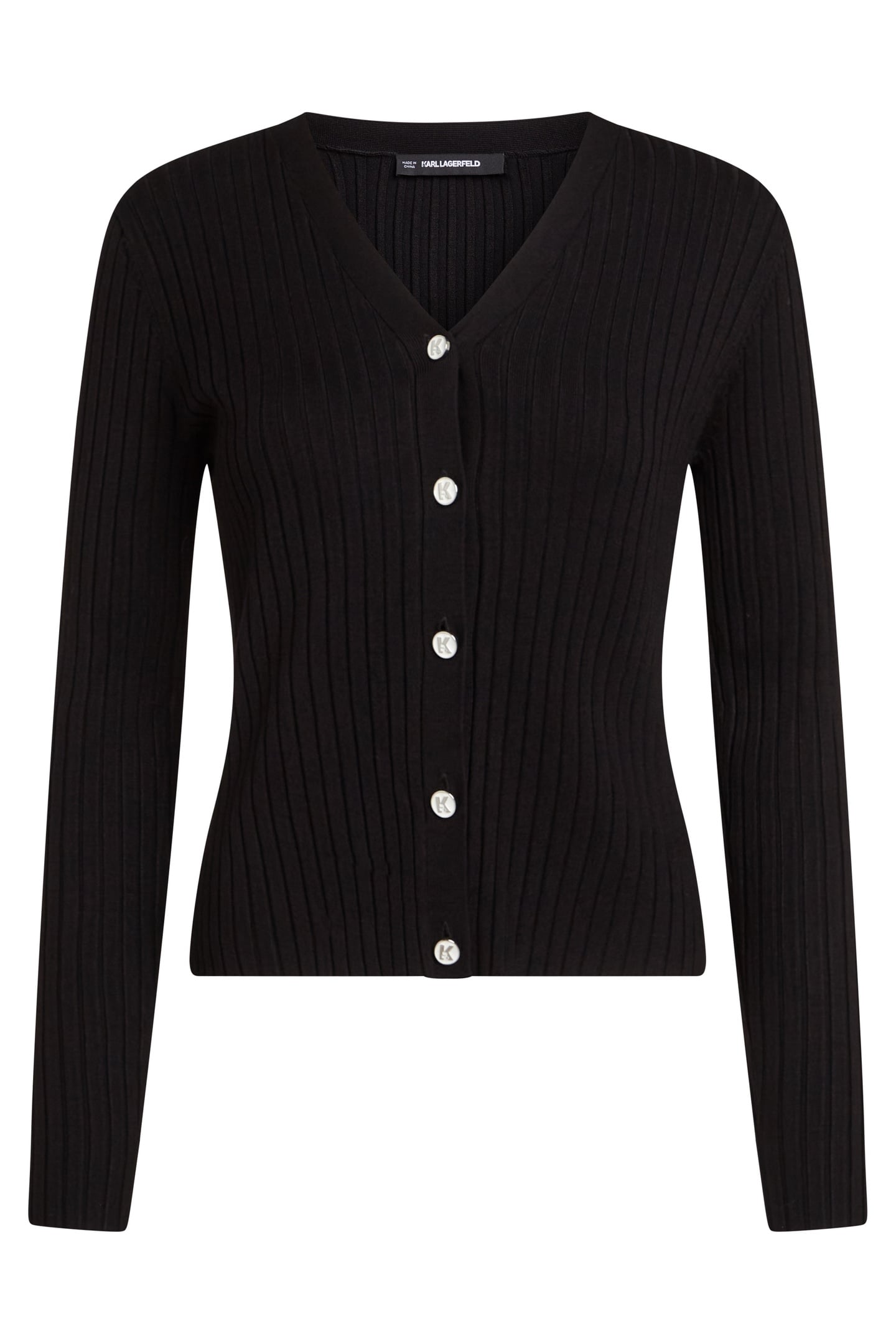 K BUTTON KNIT CARDIGAN BLACK 1