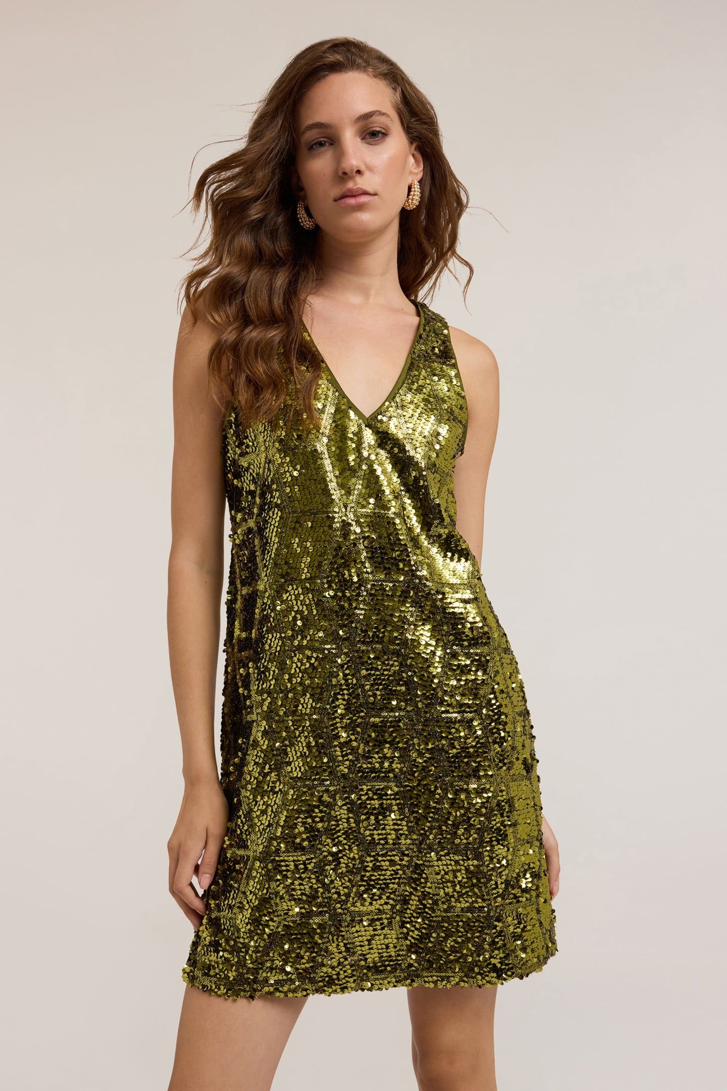 SEQUIN DRESS WITH GEOMETRIC DESIGN GREEN 3