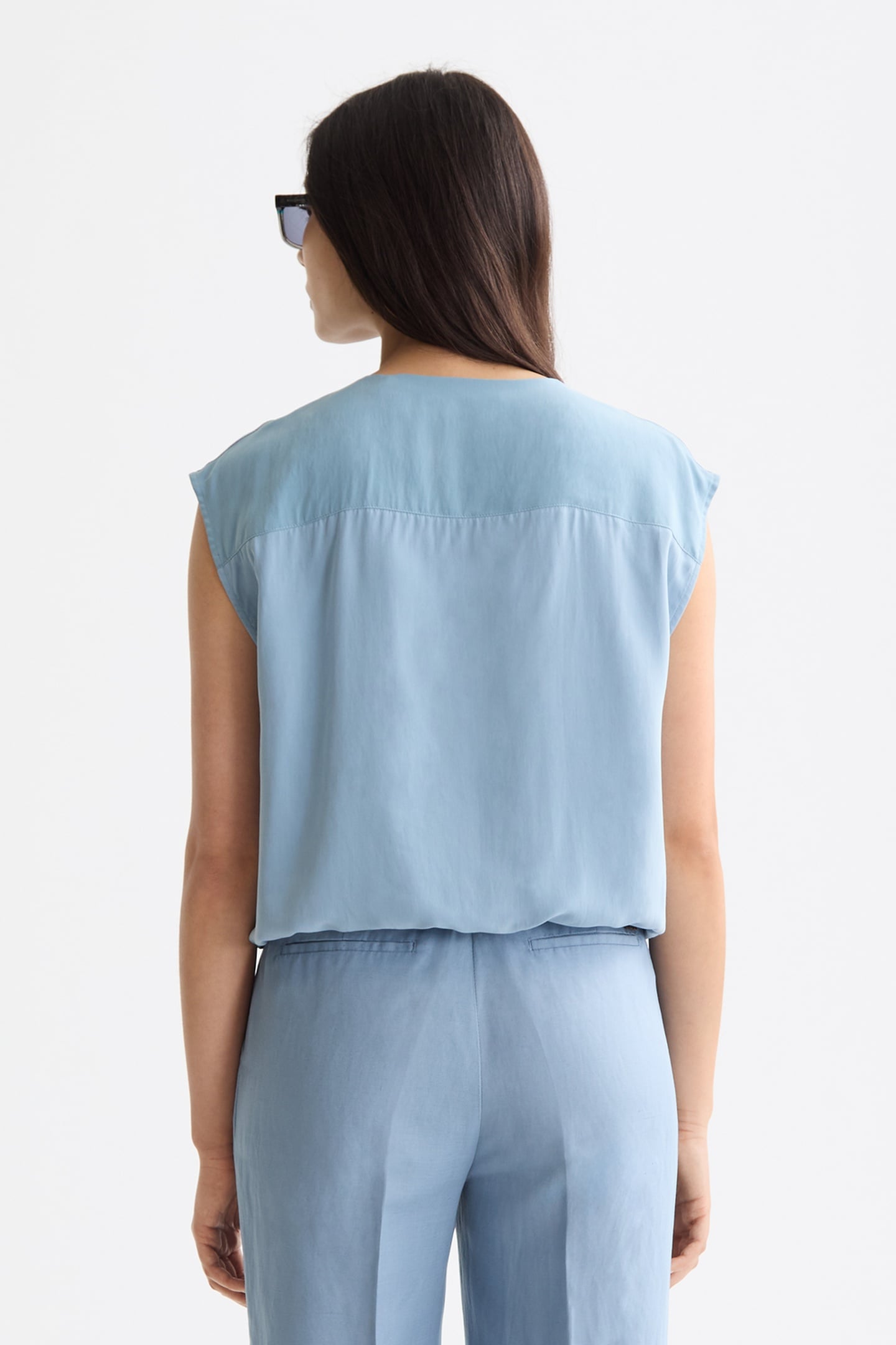DRAWSTRING WAISTED TANK FADED DENIM 3