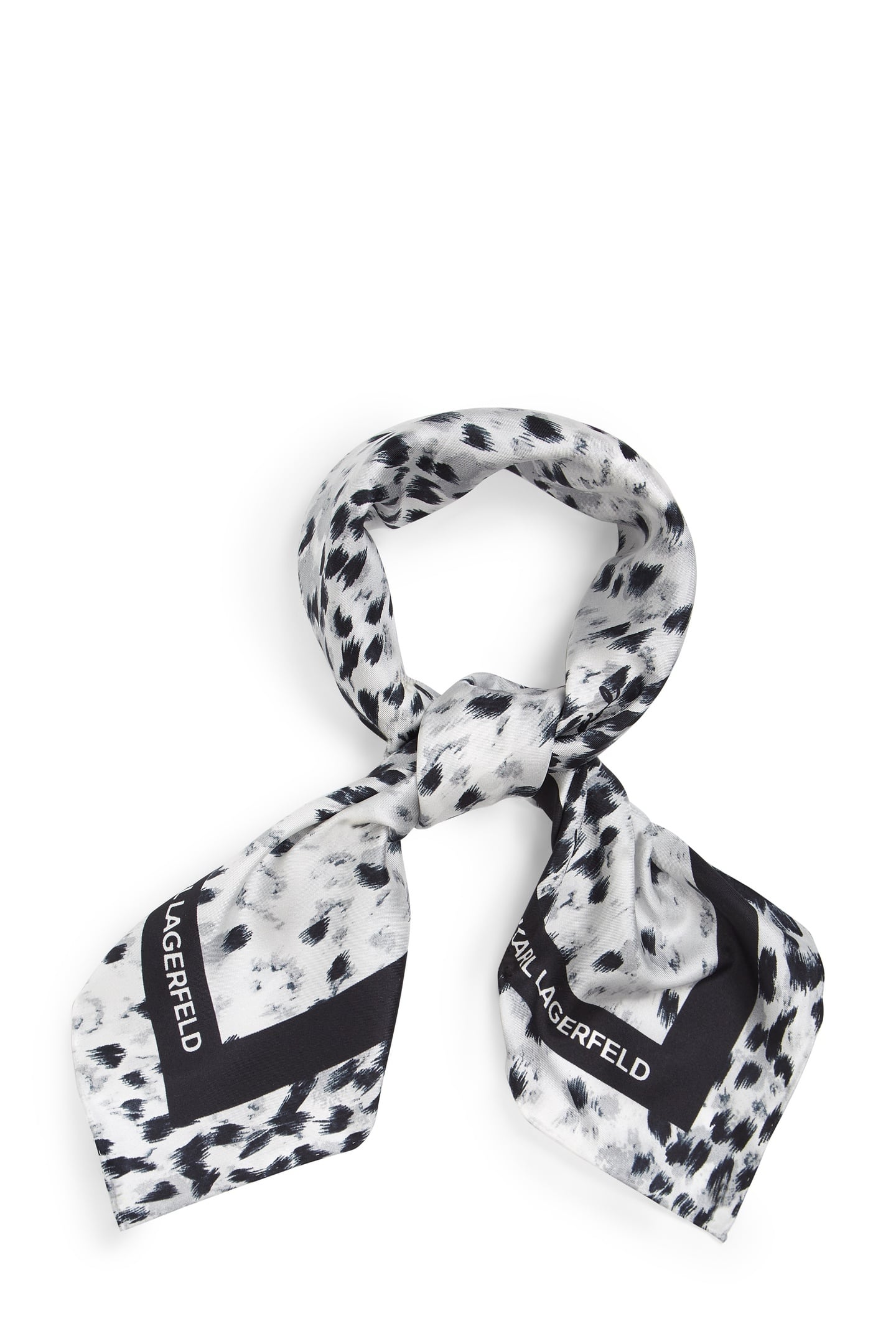 K/SIGNATURE LEOPARD SILK SCARF AOP KARL SNOW LEOPARD 4
