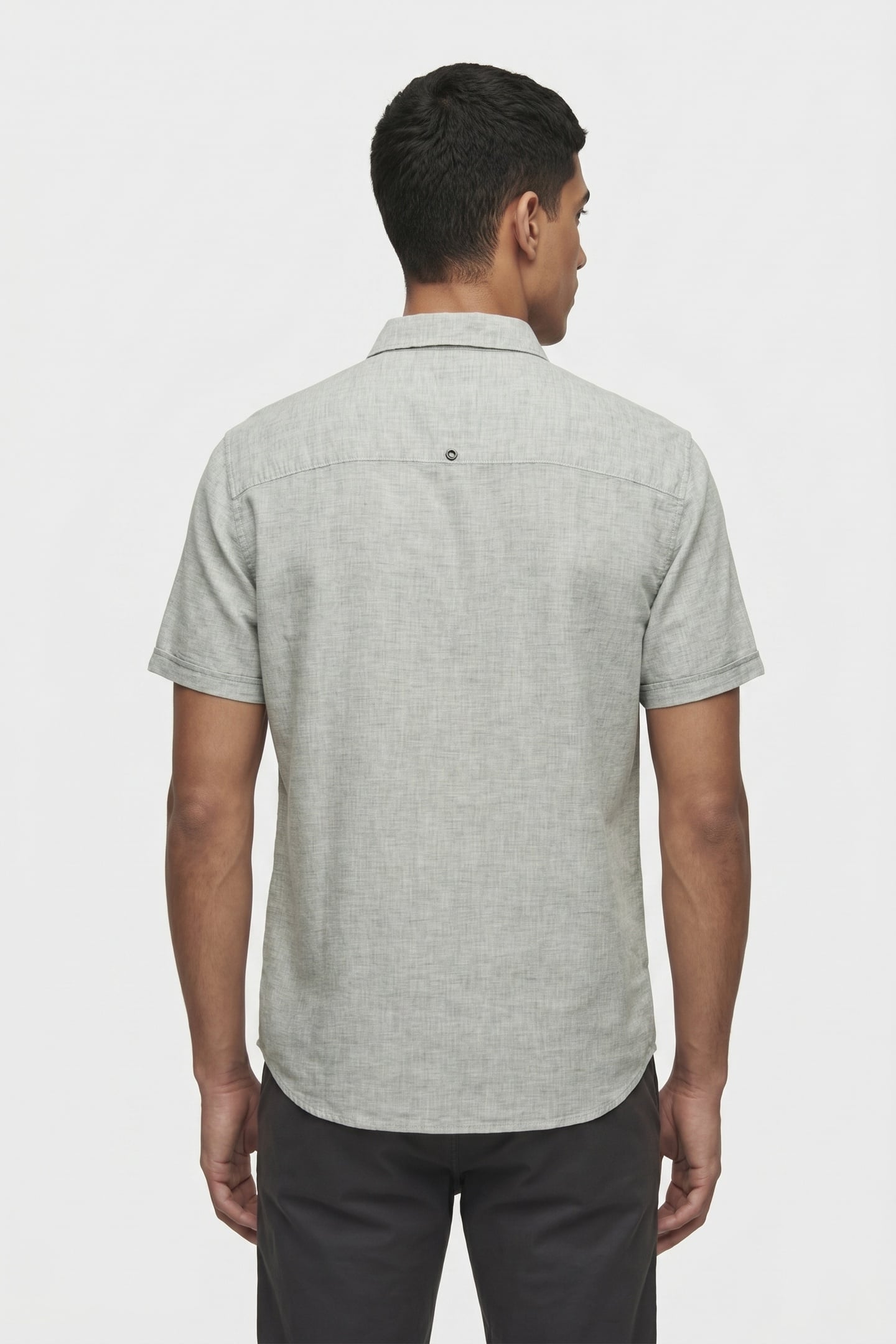 SHIRT SHORT SLEEVE 2 COLOURED MELANGE WITH LINEN GREEN 2