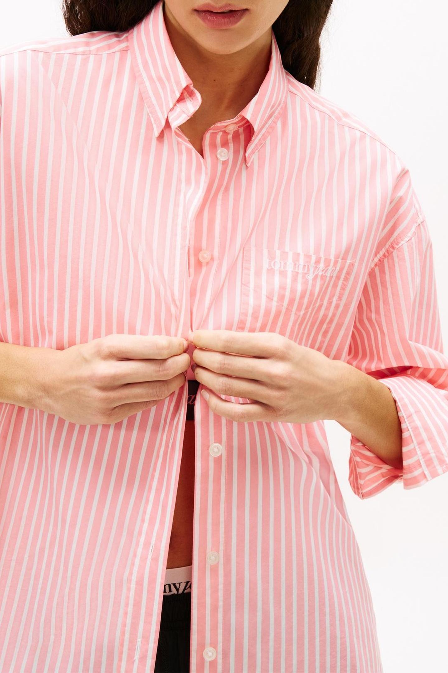 TJW OVS POPLIN SHIRT TROPICAL BLUSH/STRIPE 5