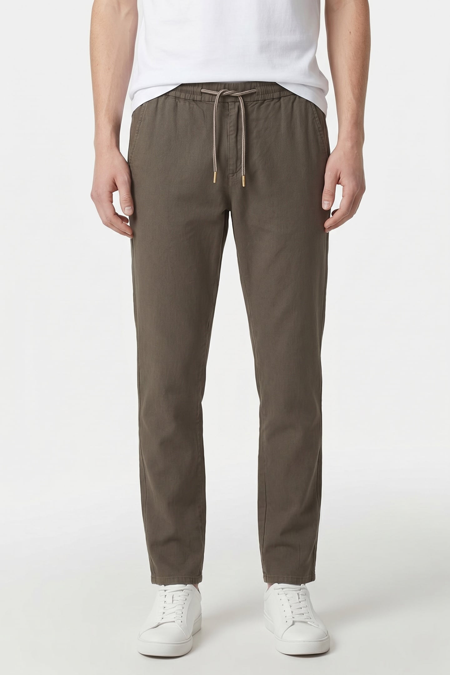PANTS WITH LINEN GARMENT DYED DARK MOSS 1