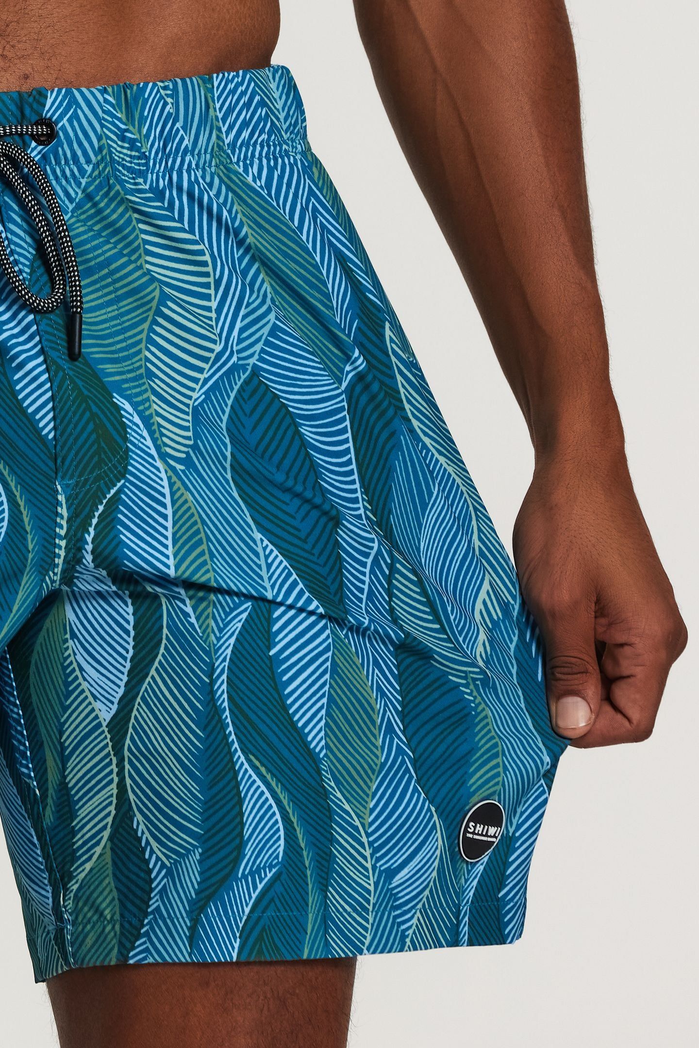 STRETCH SWIMSHORT WILD LEAVES SAPPHIRE BLUE 5