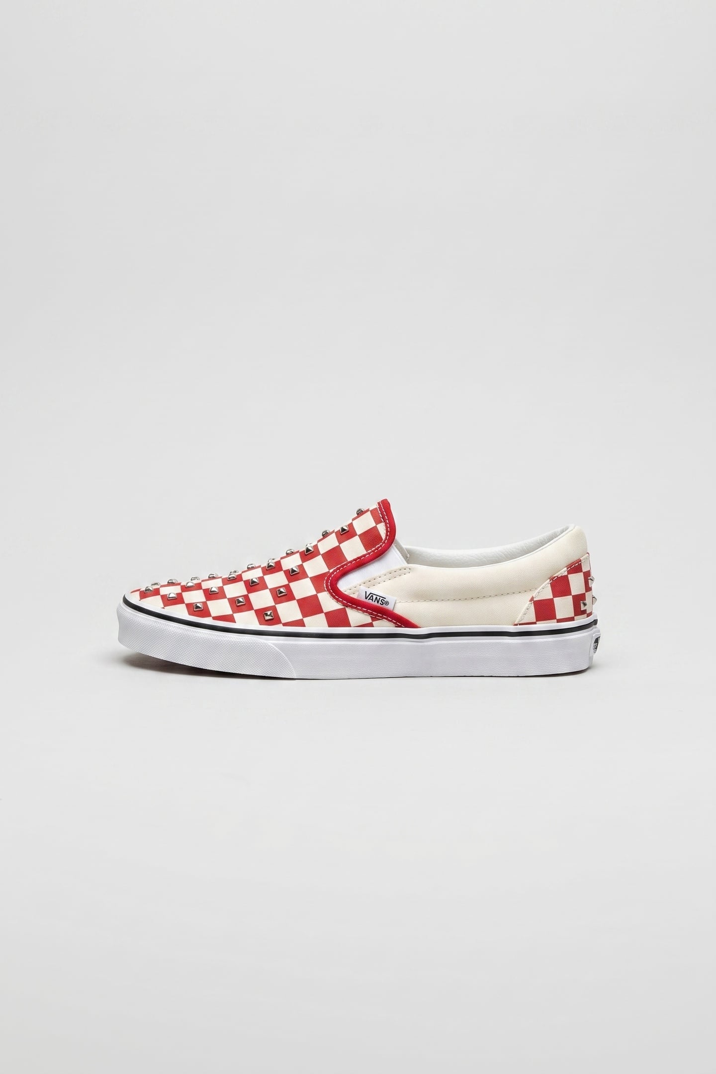UNISEX CLASSIC SLIP-ON CHECKERBOARD RHINESTONE RACING RED 2
