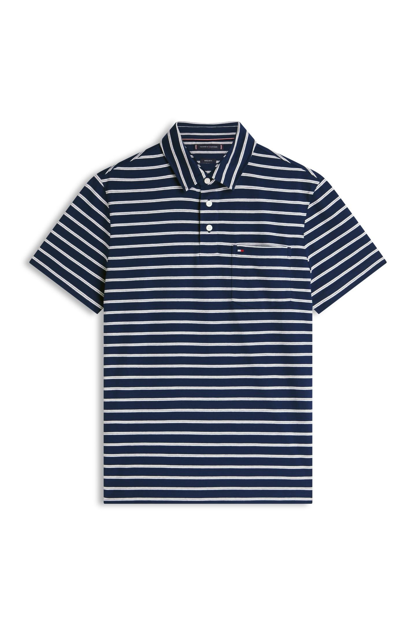 SINGLE JERSEY STRIPE POLO CARBON NAVY/IVORY PETAL 4
