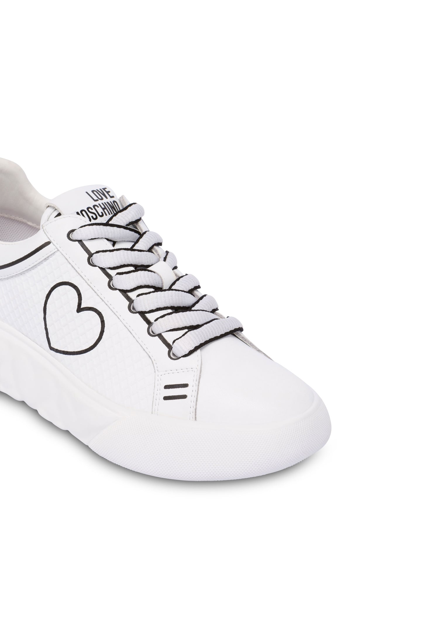 CALFSKIN SNEAKERS WITH HEART LOVE MESH PRINT WHITE 4