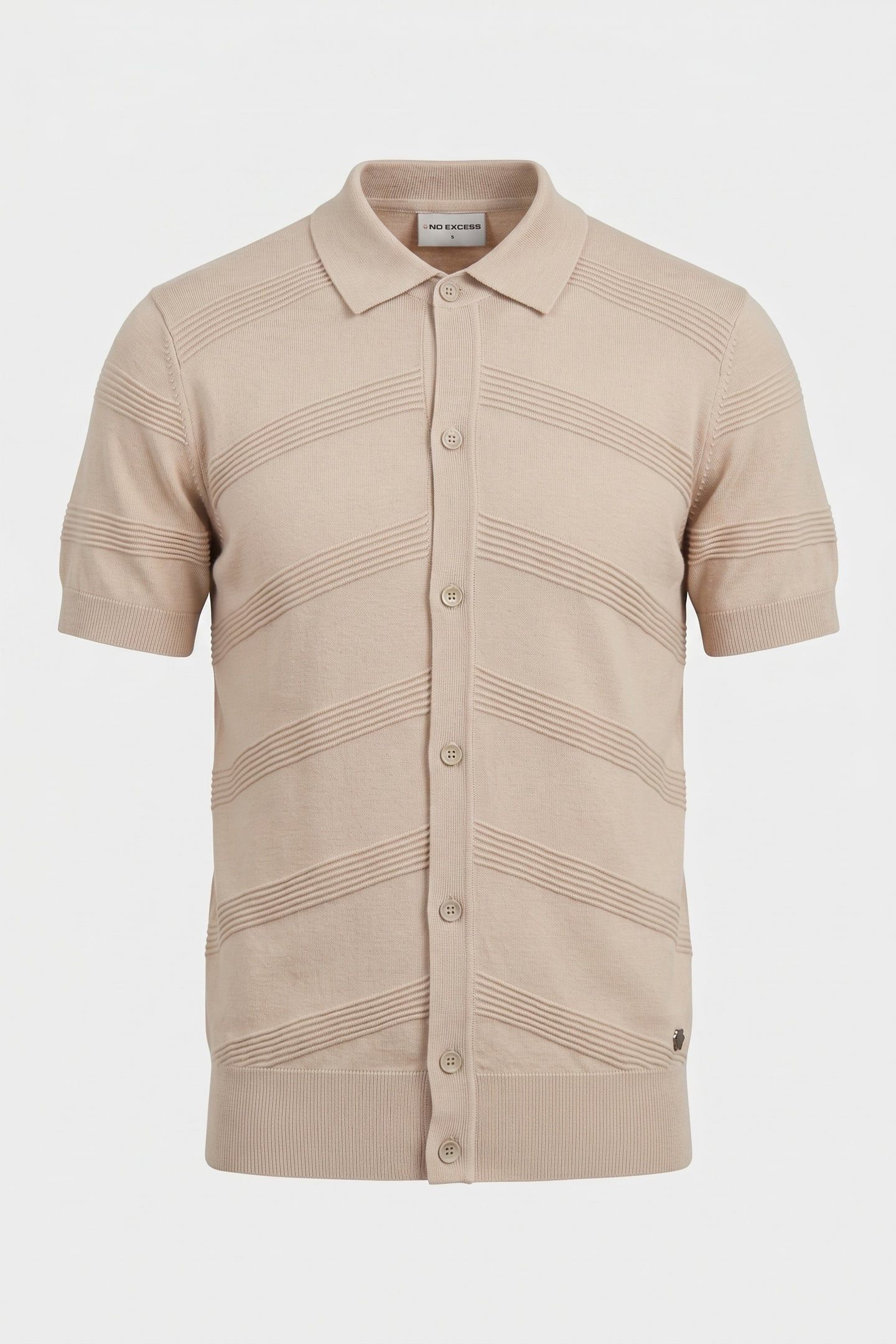 PULLOVER SHORT SLEEVE FULL BUTTON POLO RELIEF KNIT CEMENT 3