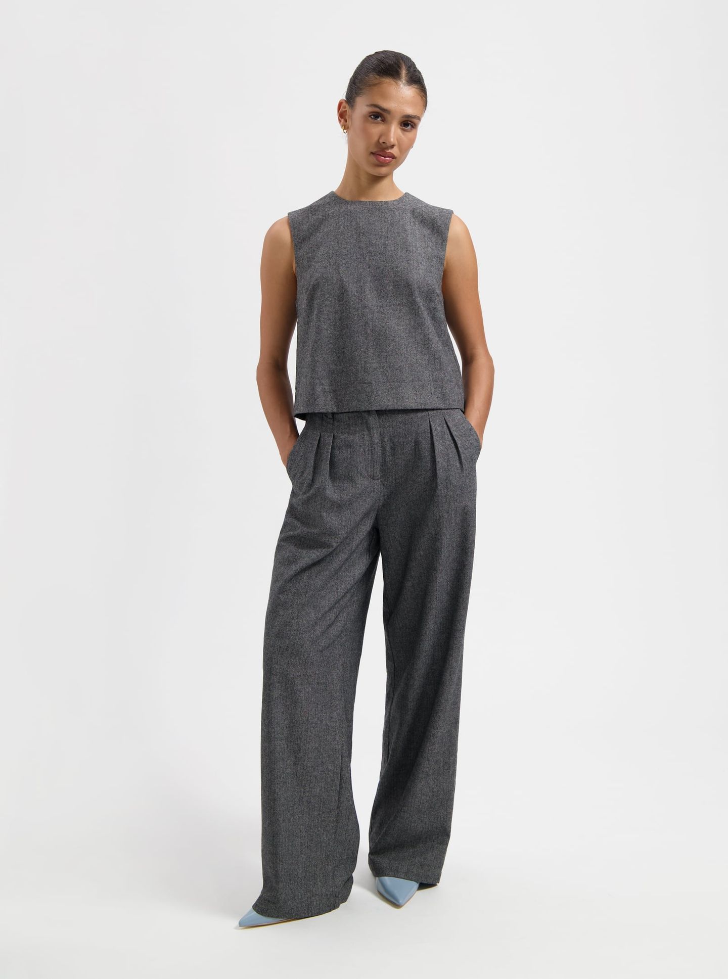NOUS SOMMES LABELS – MIRA SL HERRINGBONE TOP GREY 1