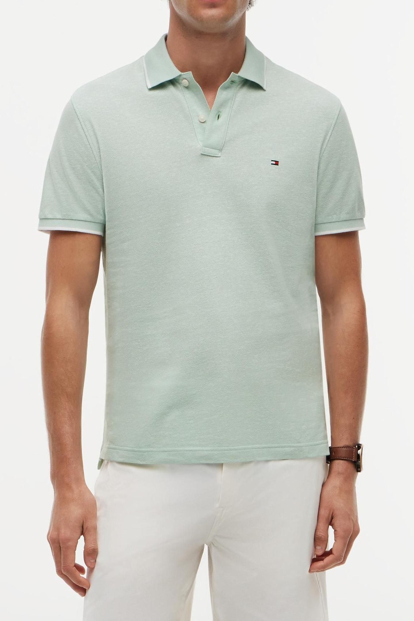 COTTON LINEN PIQUE POLO CRUSHED MINT 1