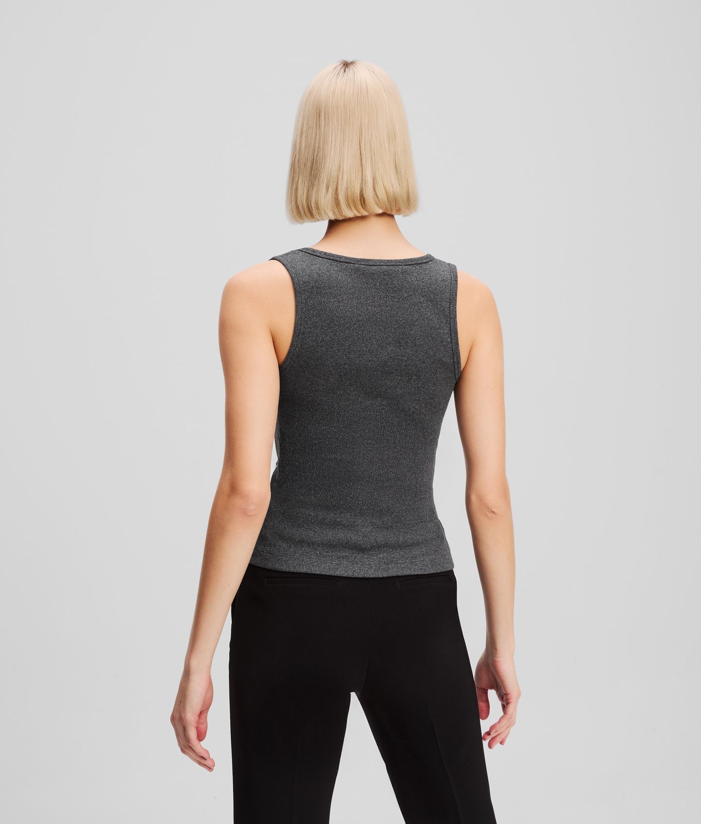 RIBBED V-NECK TANK MELANGE GREY MELANGE 3