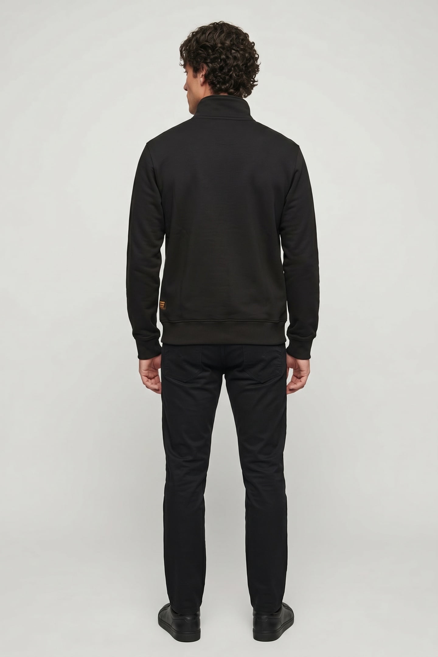 ZIP STAND UP COLLAR SWEAT L\S DK BLACK 2