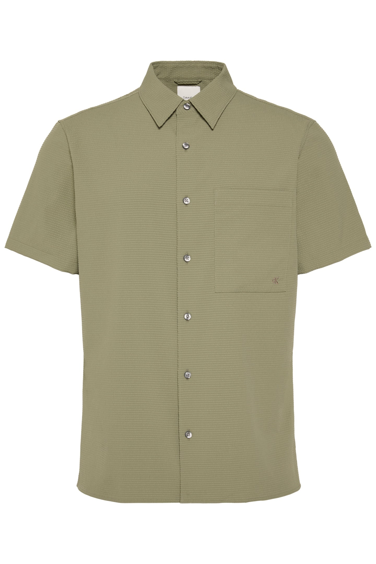 SS SOLID SEERSUCKER SHIRT DEEP LICHEN GREEN 5