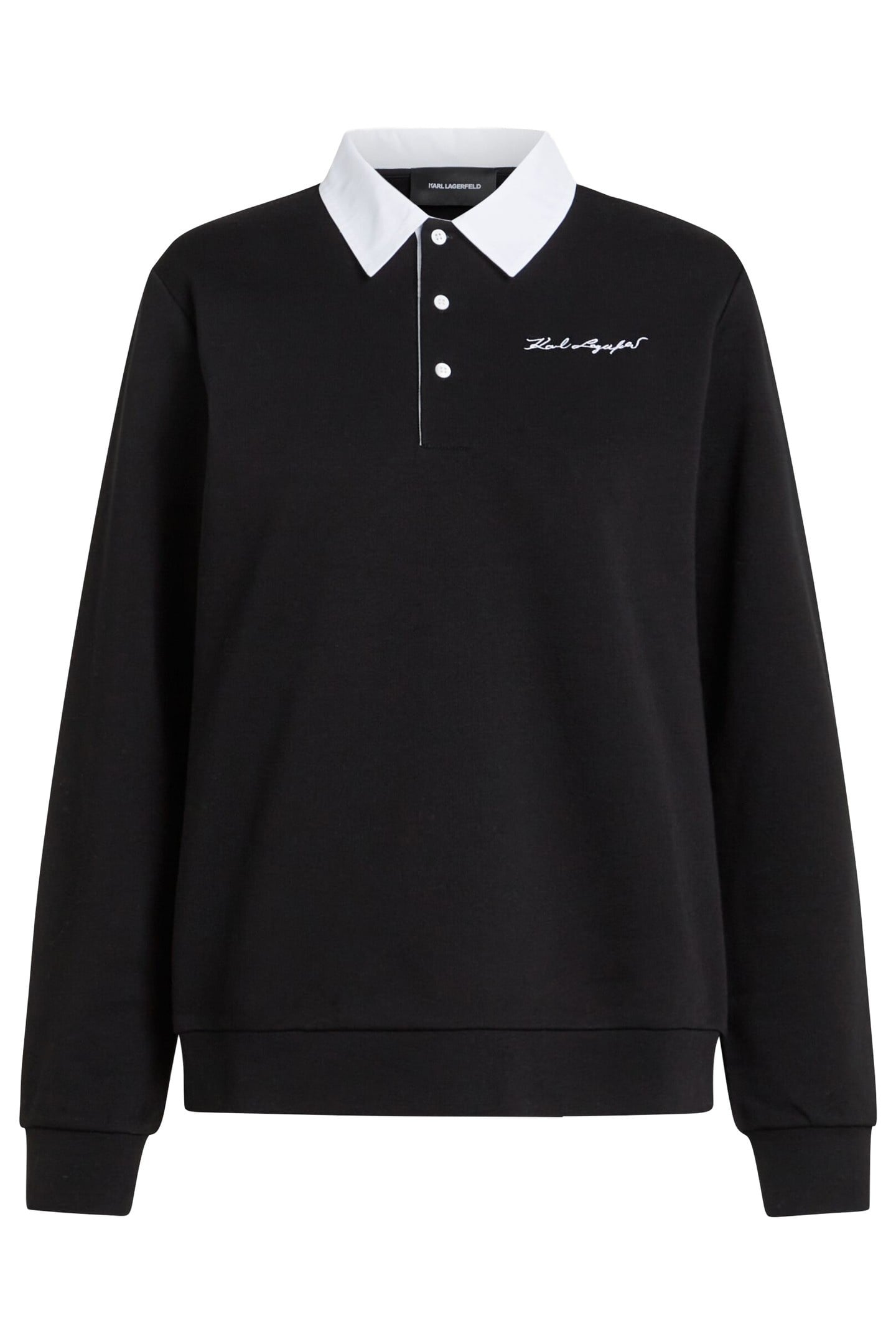 POPLIN COLLAR SWEATSHIRT BLACK 1