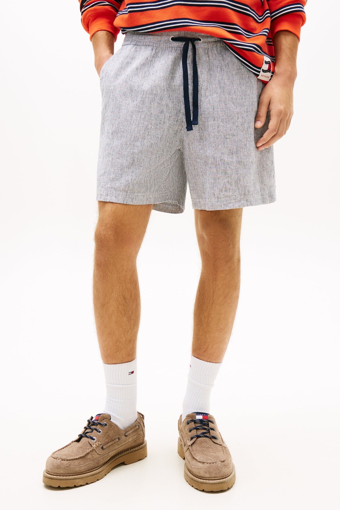 TJM LINEN BLEND SHORTS DARK NIGHT NAVY STRIPES 2