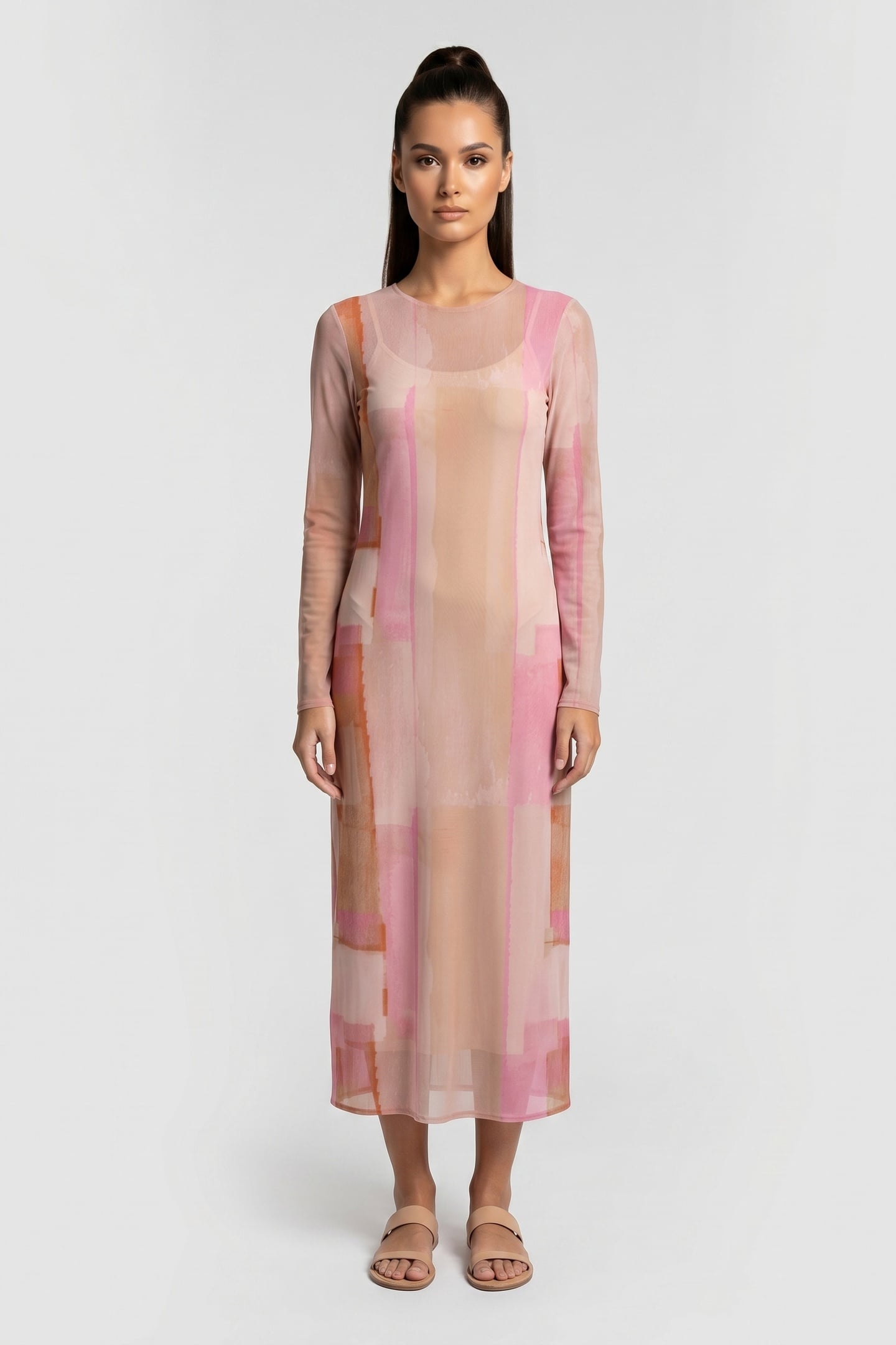 ZED MESH DRESS PINK 1