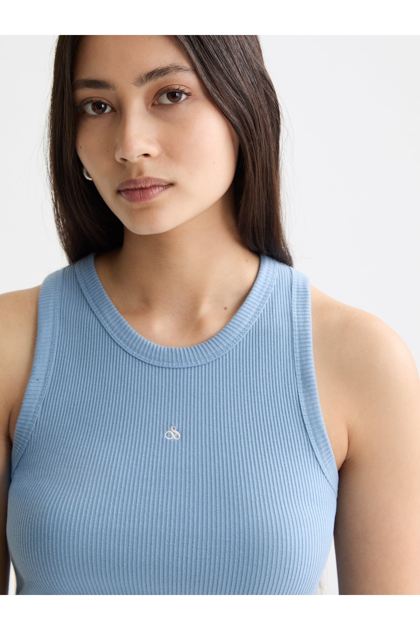 RIB RACER TANK FADED DENIM 6