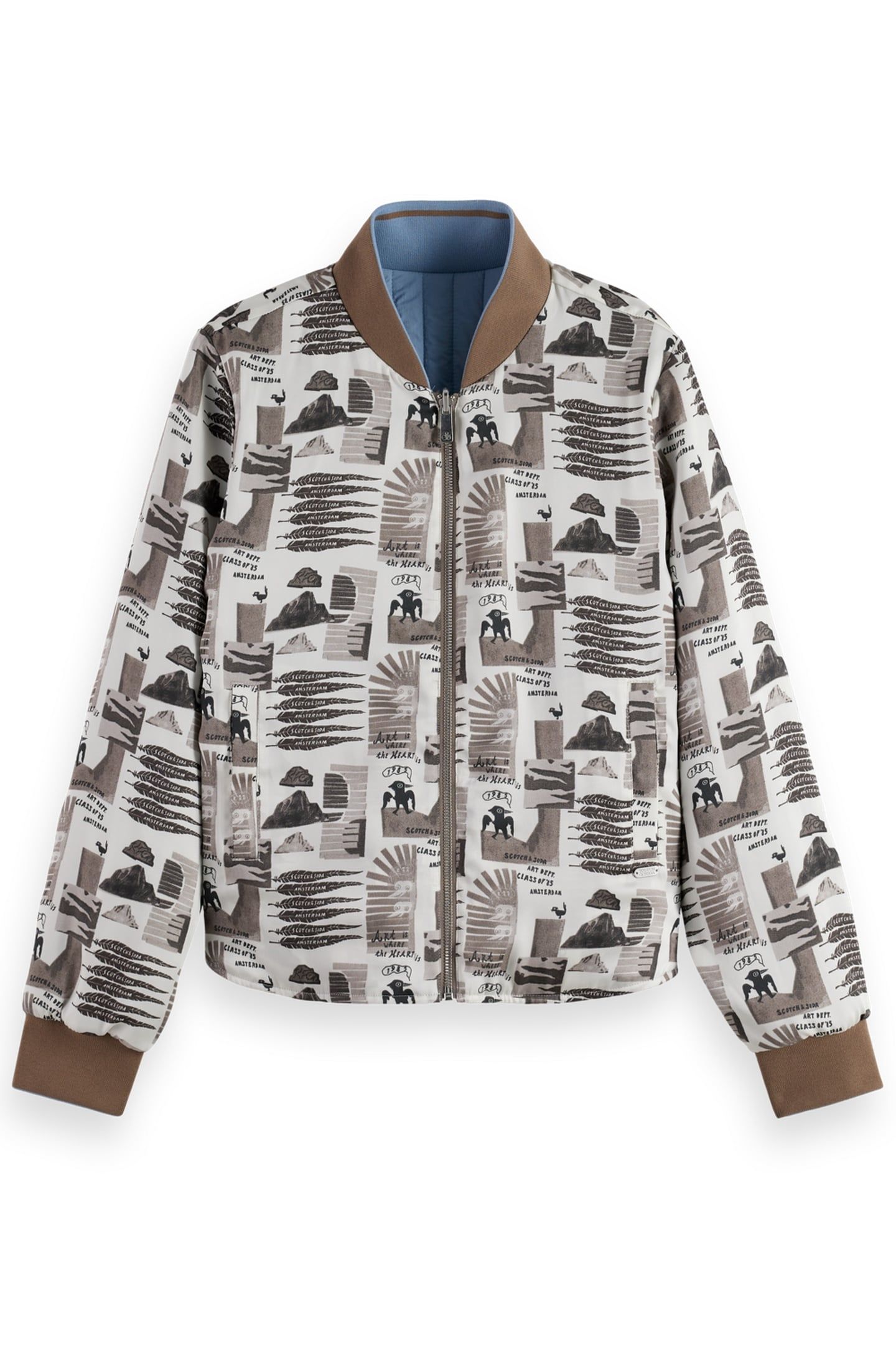 REVERSIBLE PRINTED AND QUILTED BOMBER ART DEPT COLLAGE GREY  4