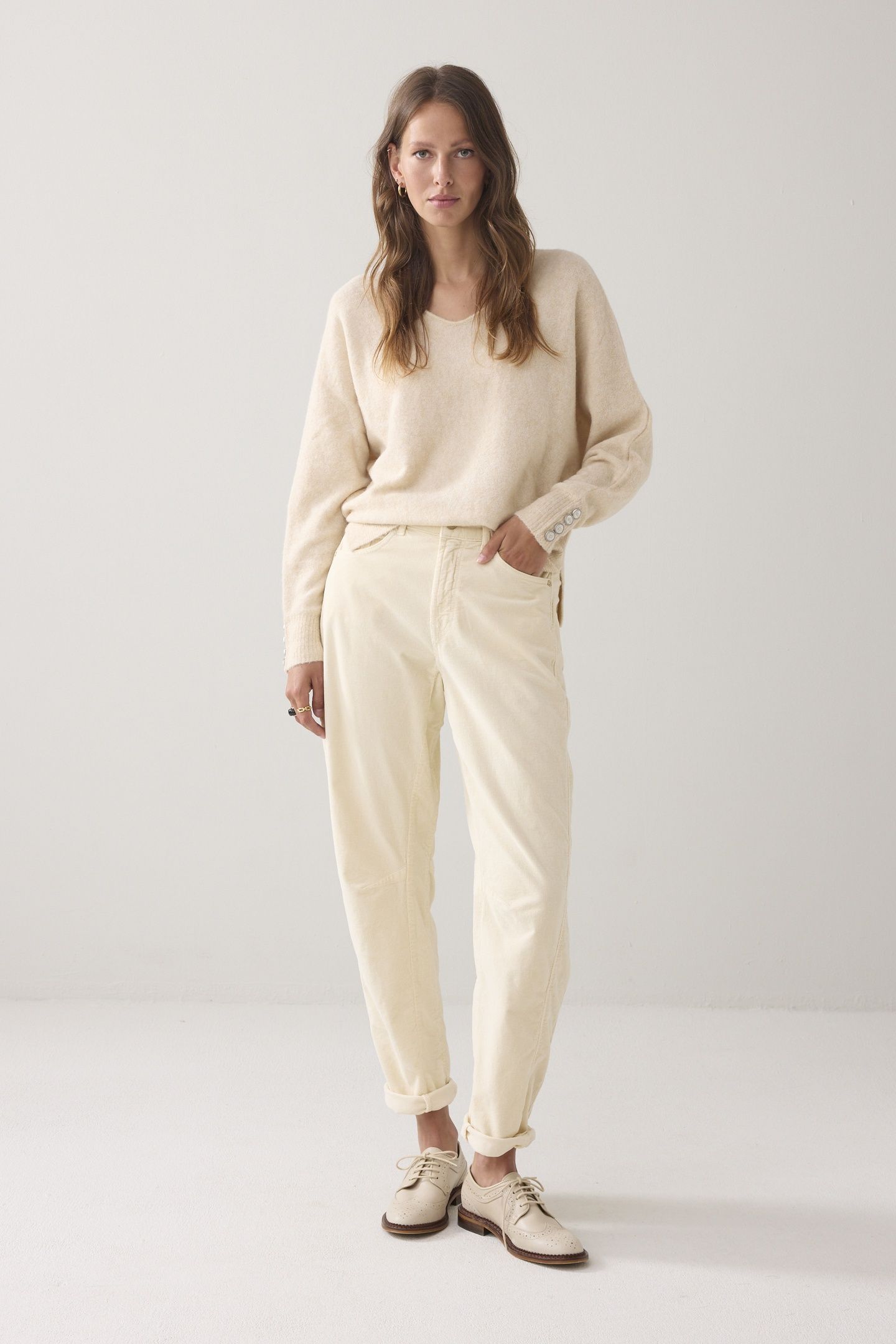 COCOON PANTS COTTON FLEX CORD IVORY 2