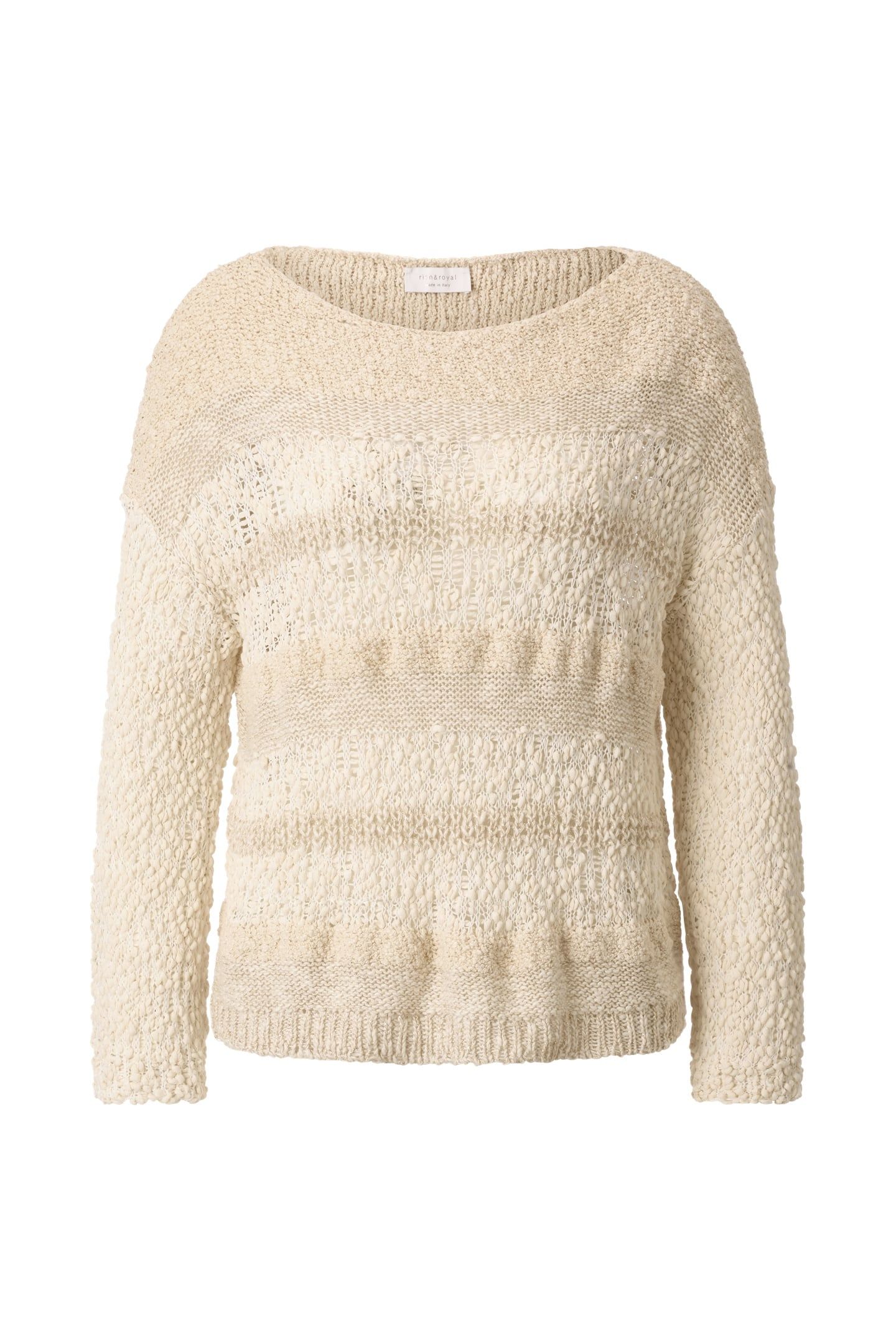 BOAT NECK PULLOVER YARN MIX STRIPE PEARL WHITE 3