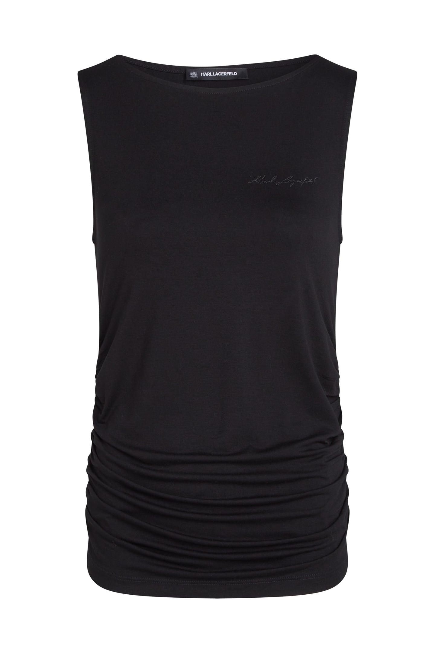 BOAT NECK RUCHED DETAIL TOP BLACK 3