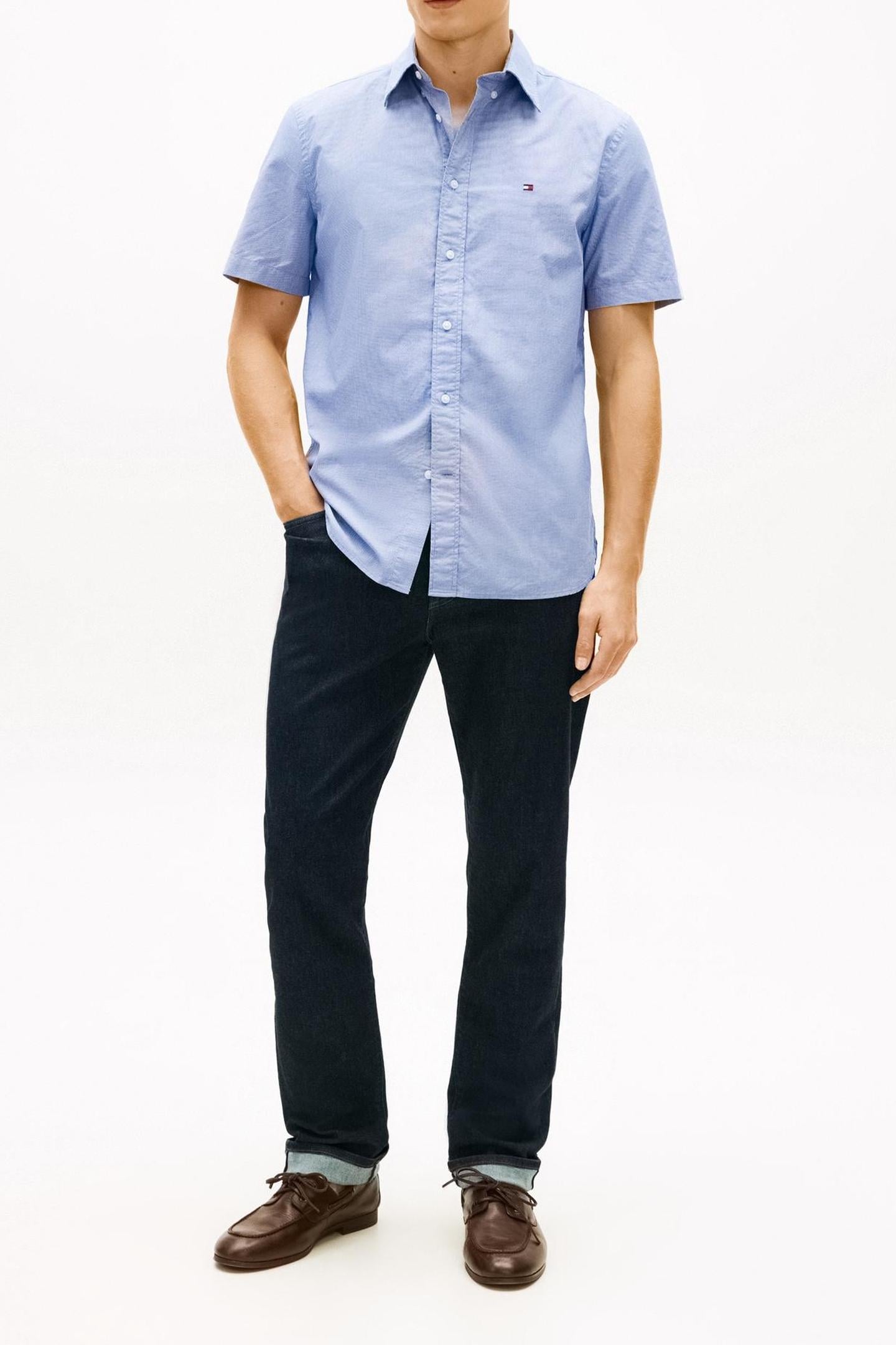 FLEX POPLIN HOUNDSTOOTH SHIRT WEDGE BLUE/CHECK 1