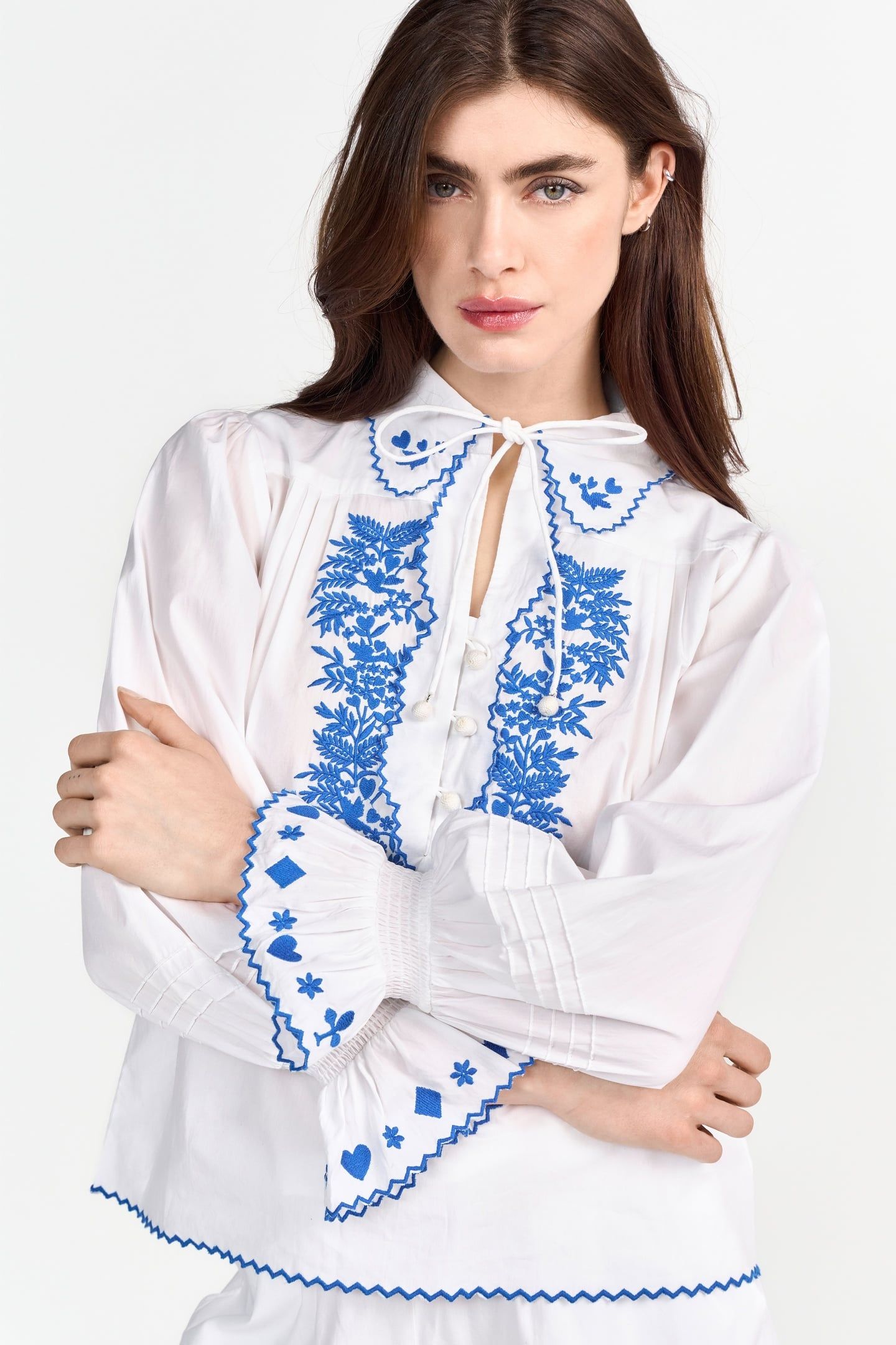 COTTON BLOUSE WITH EMBROIDERY PALACE BLUE 2