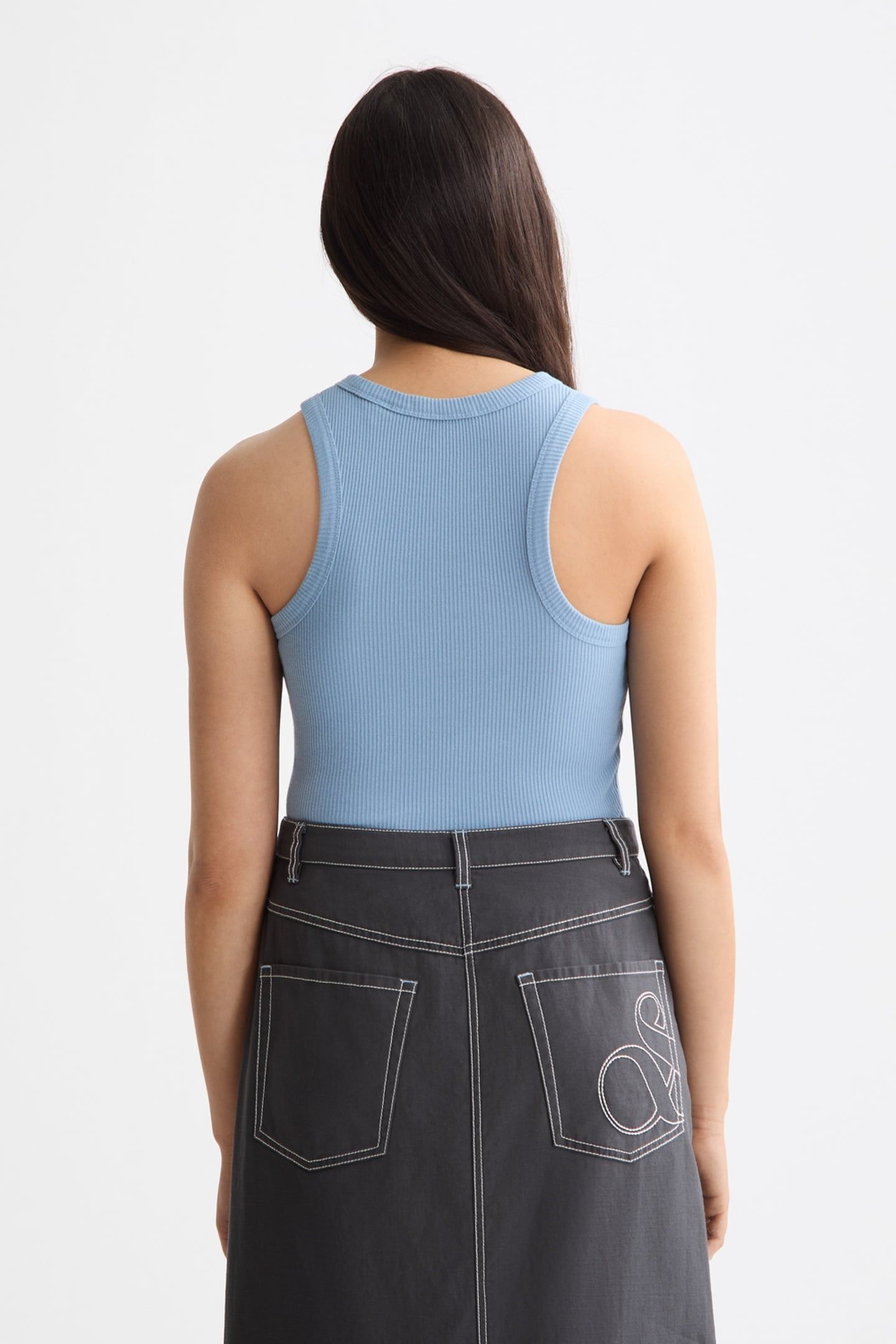 RIB RACER TANK FADED DENIM 3