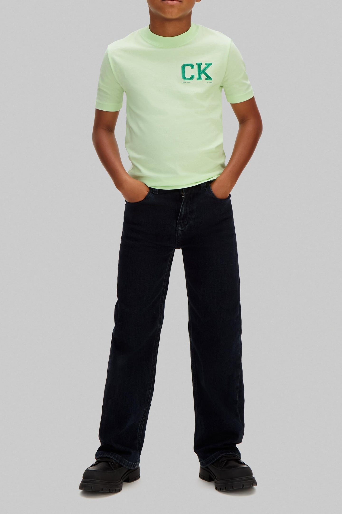BOYS CK CHEST LOGO SS T-SHIRT PATINA GREEN 3