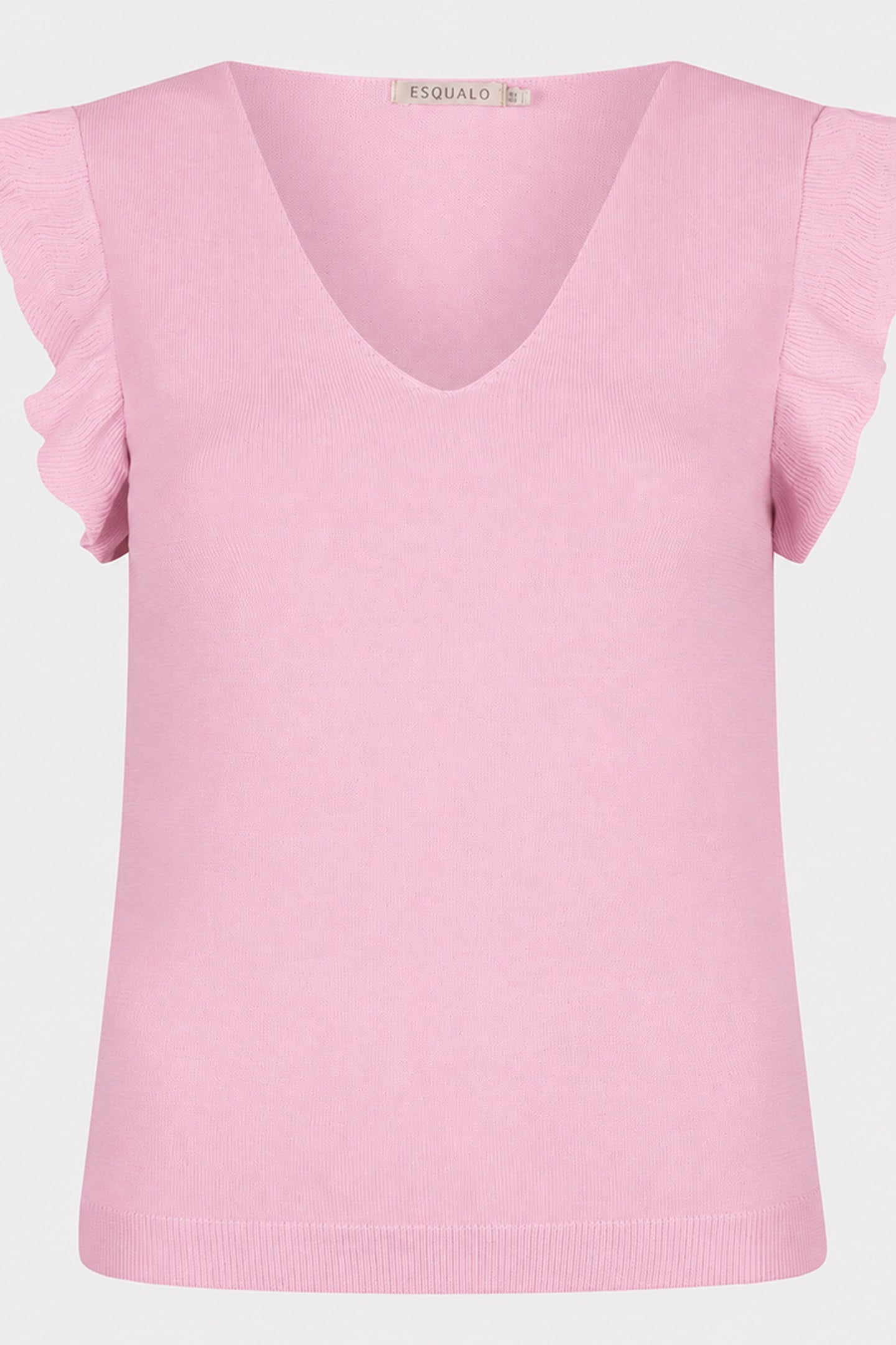 TOP V-NECK RUFFLE SLVE PASTEL PINK 1