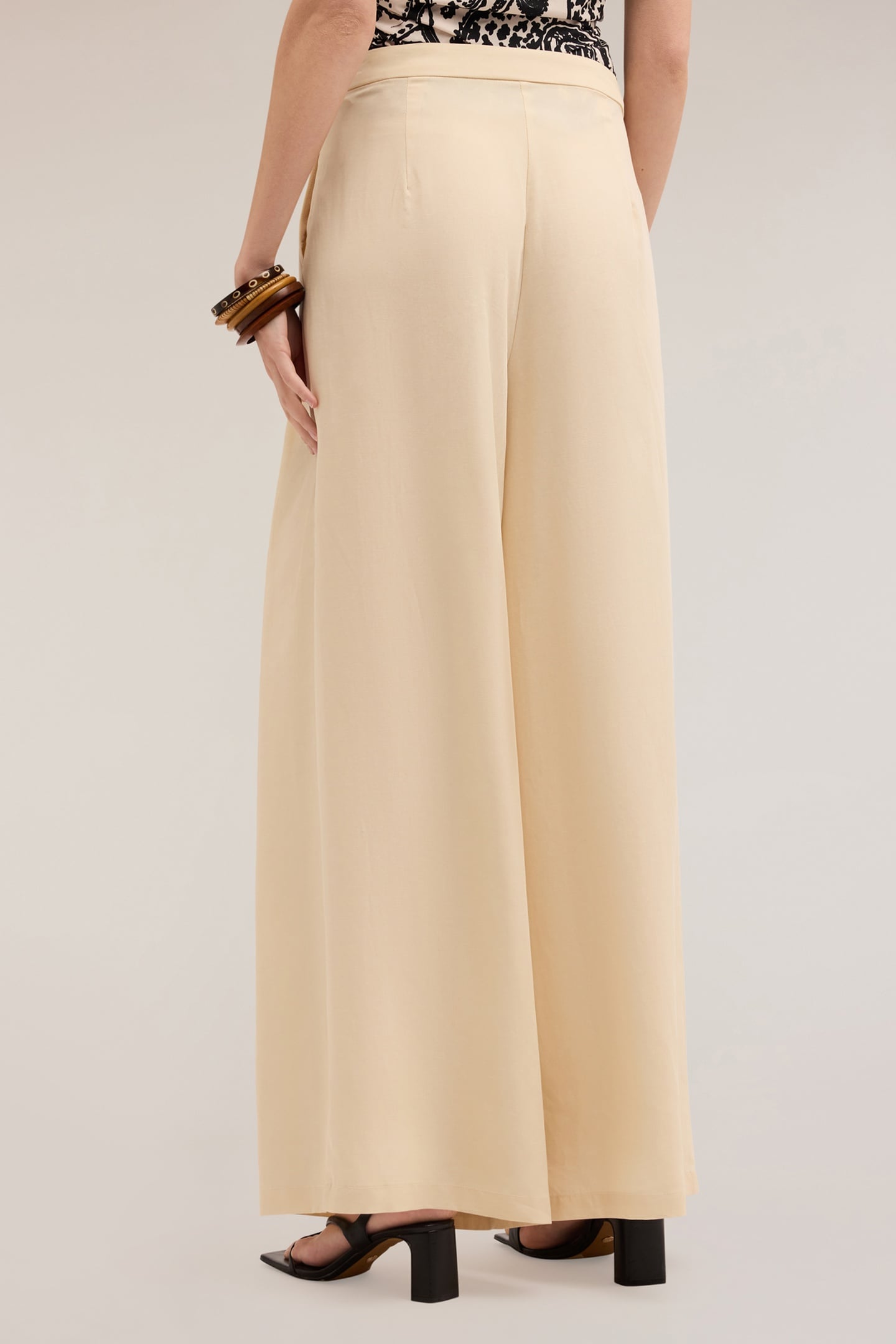 LINEN BLEND TROUSERS WITH SPLIT PLEATS BEIGE 2