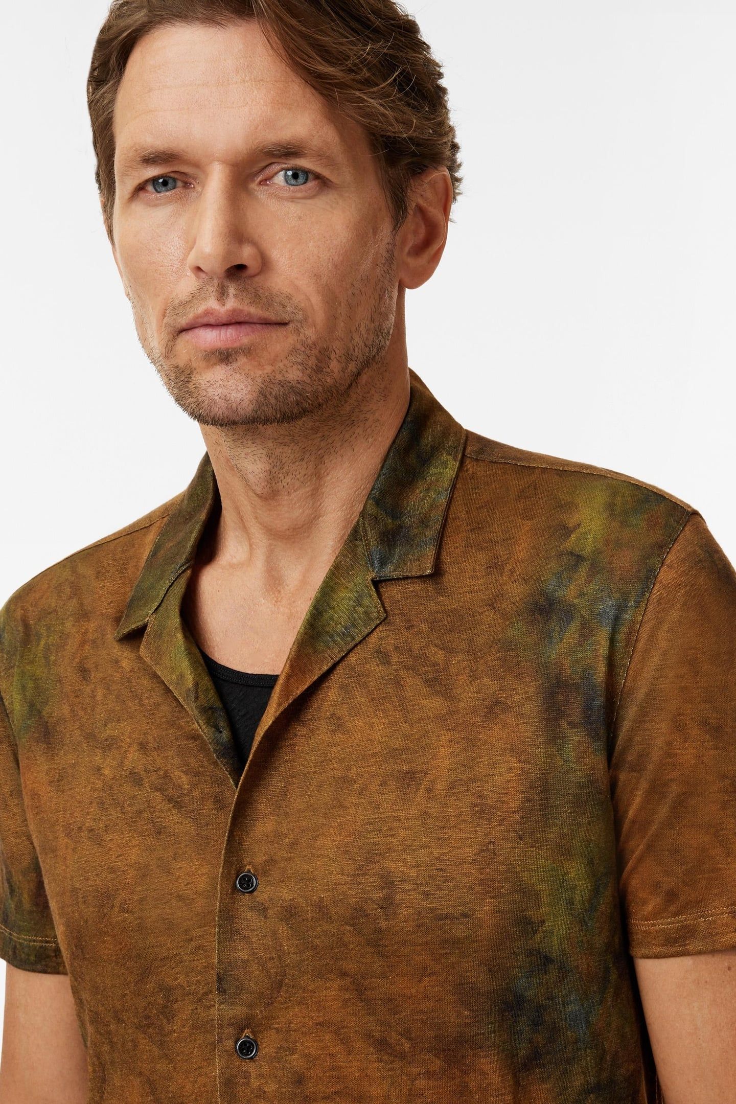 AGOSTA EASY FIT SS CAMP COLLAR SHIRT WIT SANDSTONE HT 3