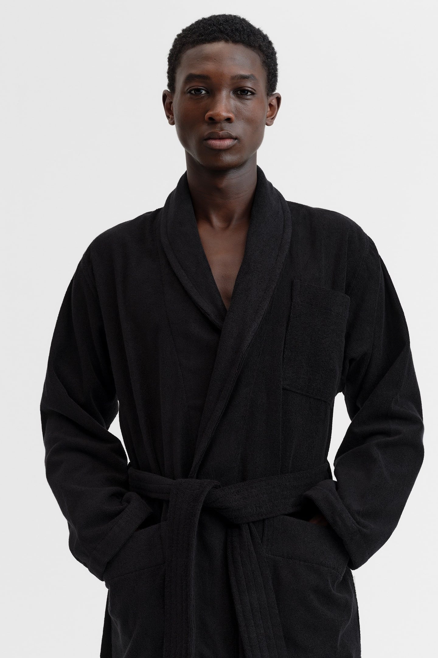 UNISEX CLASSIC BATHROBE BLACK 2