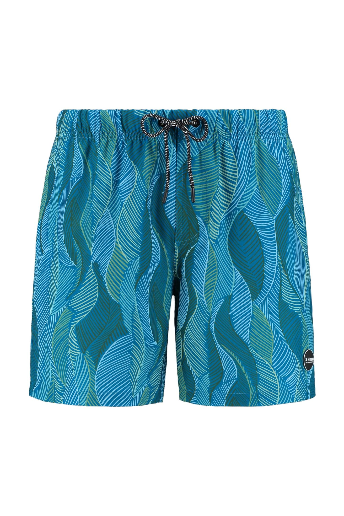 STRETCH SWIMSHORT WILD LEAVES SAPPHIRE BLUE 4