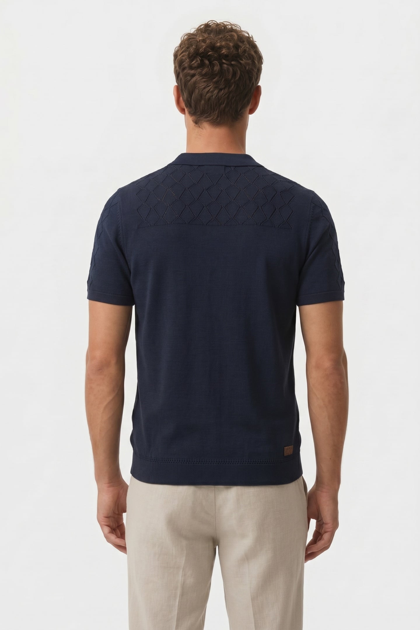 PULLOVER SHORT SLEEVE FULL BUTTON POLO SOLID JACQUARD NIGHT 2